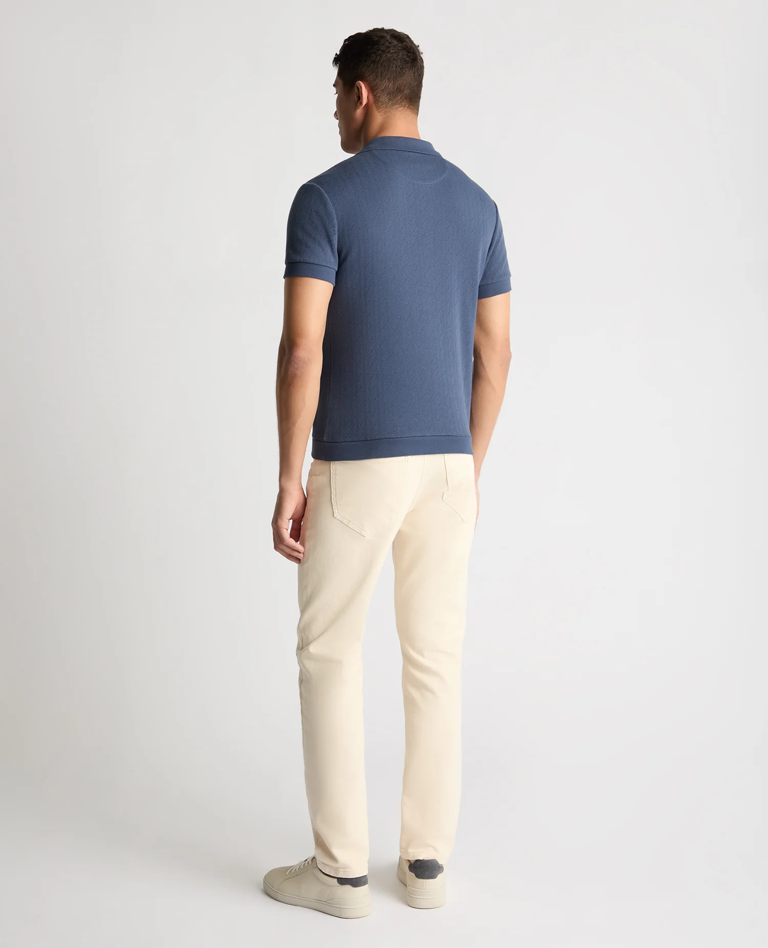 Cable Patterned Cotton Polo Shirt - Image 3