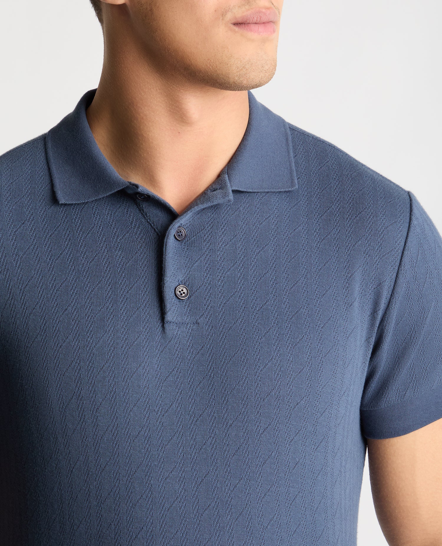 Cable Patterned Cotton Polo Shirt - Image 5