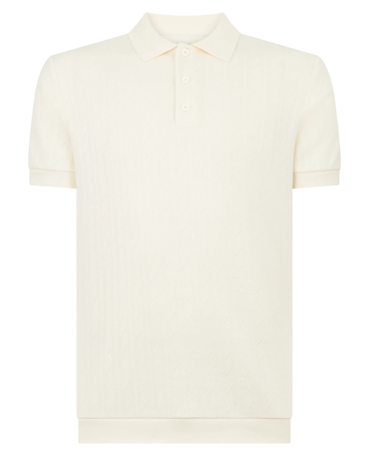Cable Patterned Cotton Polo Shirt - Image 6
