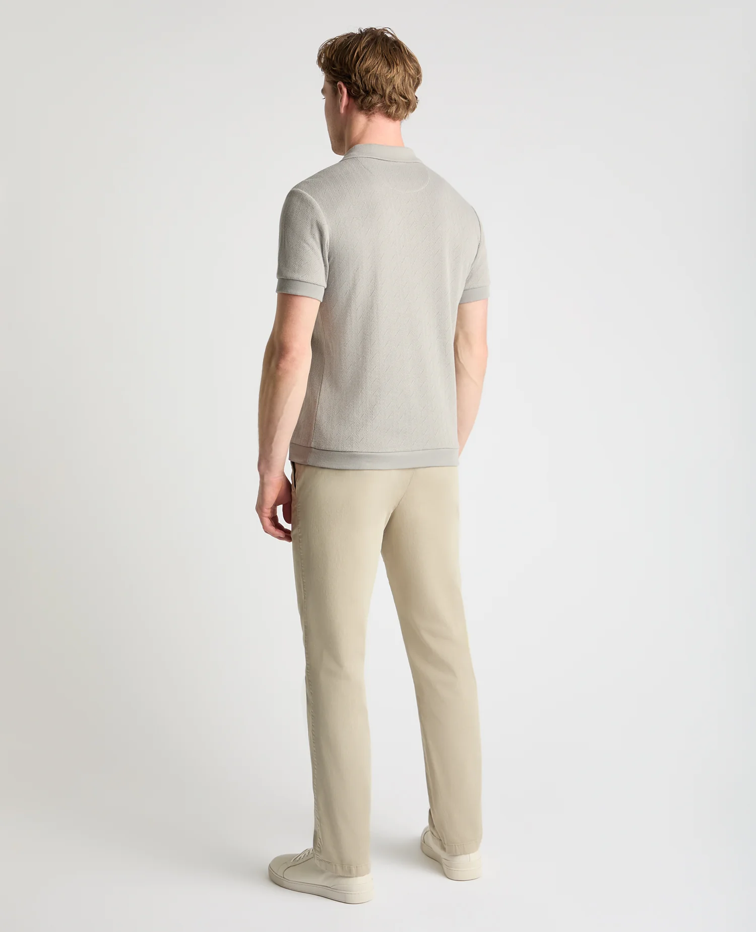 Cable Patterned Cotton Polo Shirt - Image 3