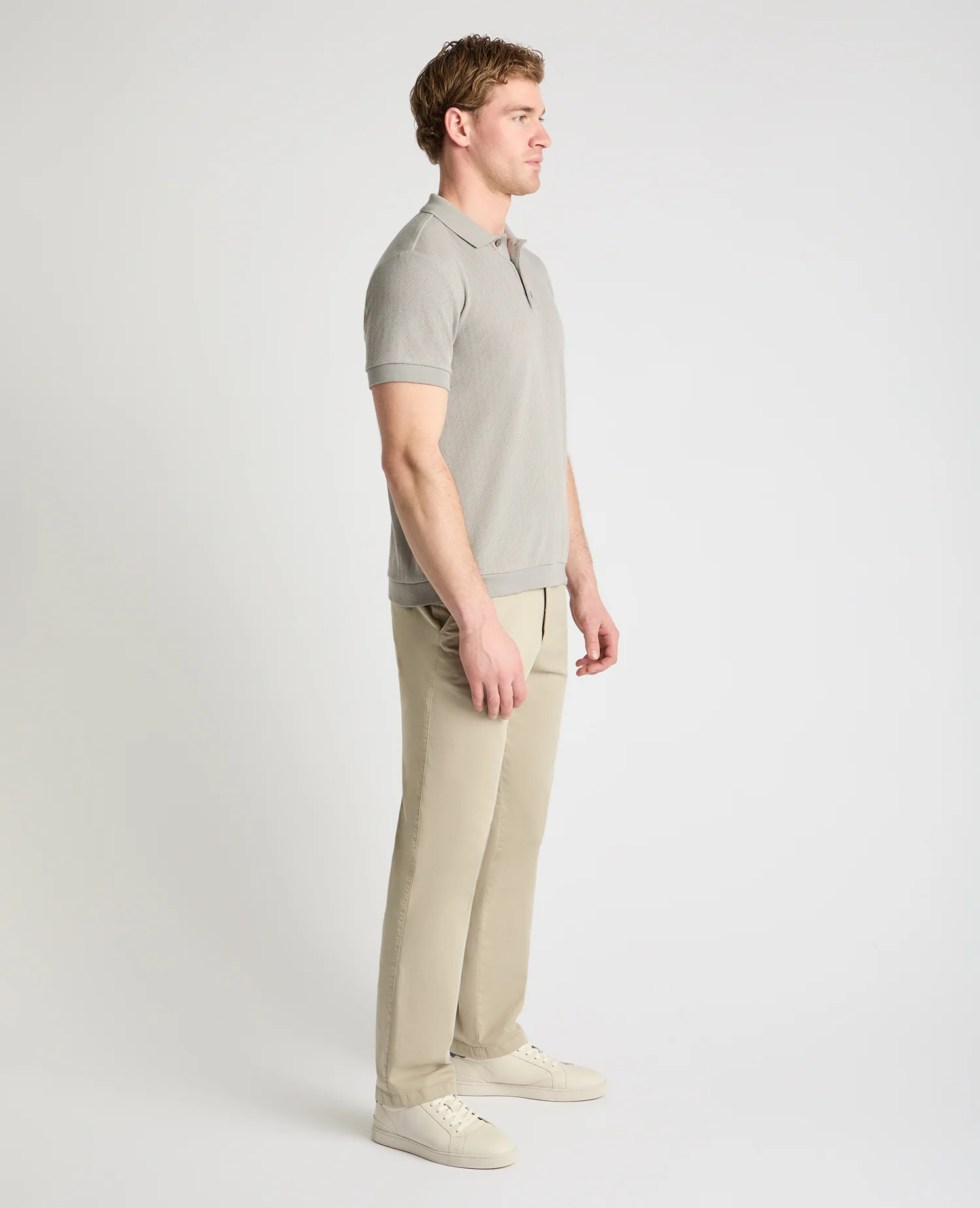 Cable Patterned Cotton Polo Shirt - Image 4