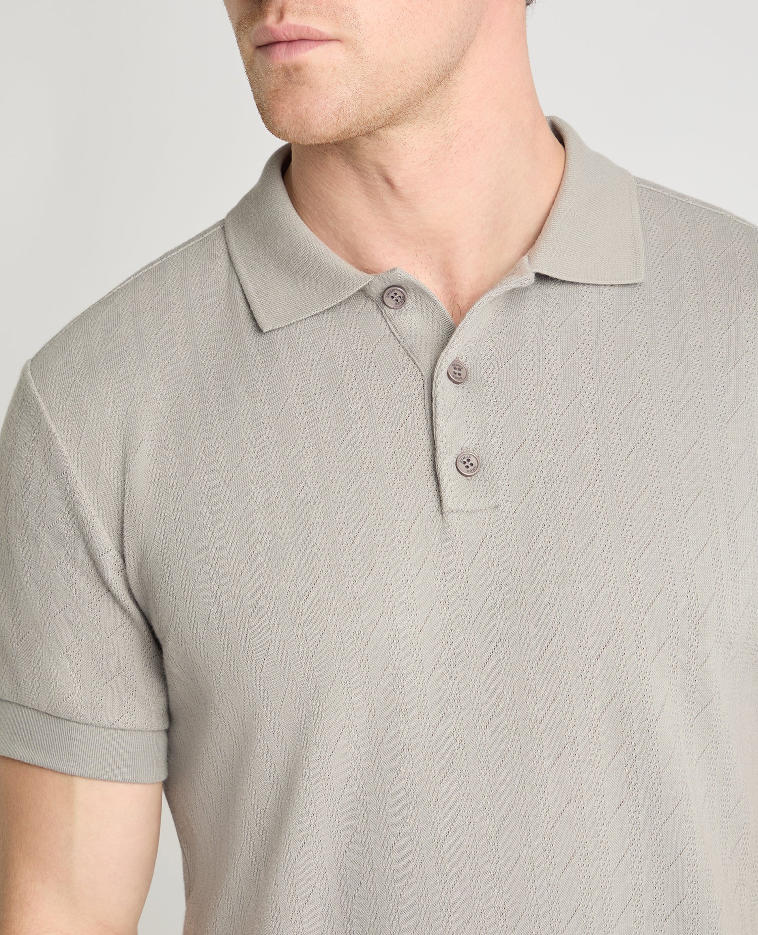 Cable Patterned Cotton Polo Shirt - Image 5