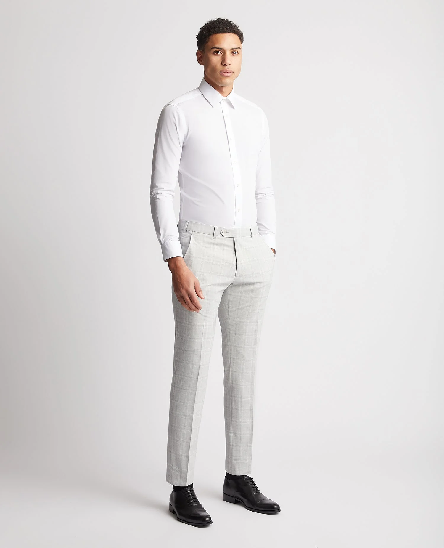 Checked Stretch Formal Trousers - Image 2