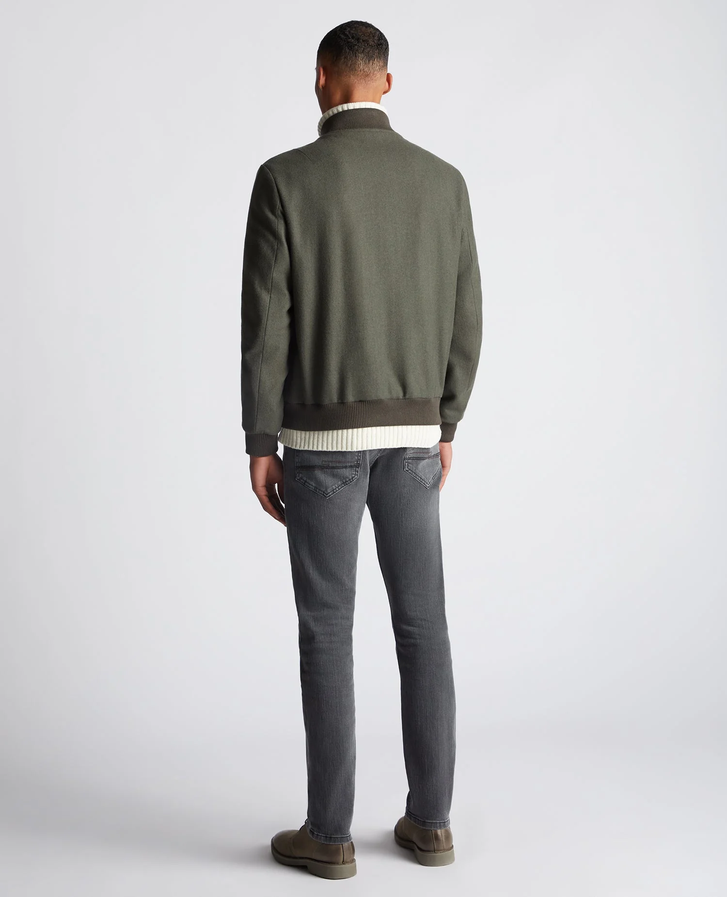 Tapered Fit Wool-Blend Bomber Jacket - Image 3