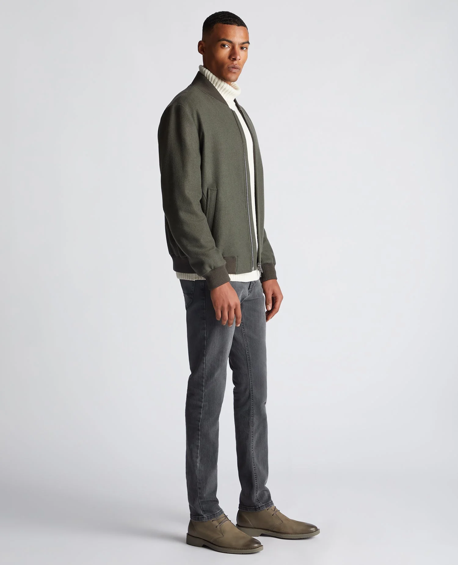 Tapered Fit Wool-Blend Bomber Jacket - Image 4