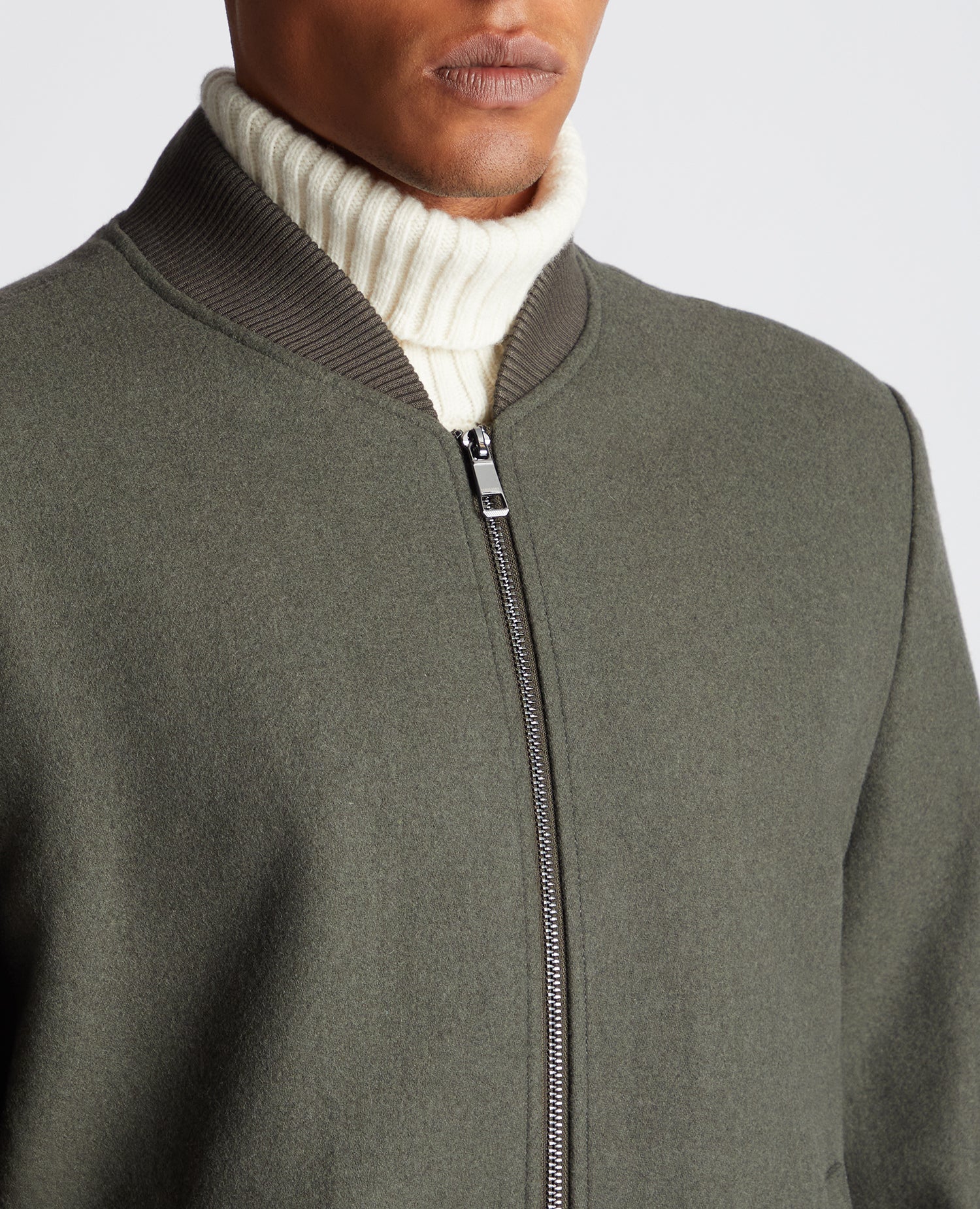 Tapered Fit Wool-Blend Bomber Jacket - Image 5