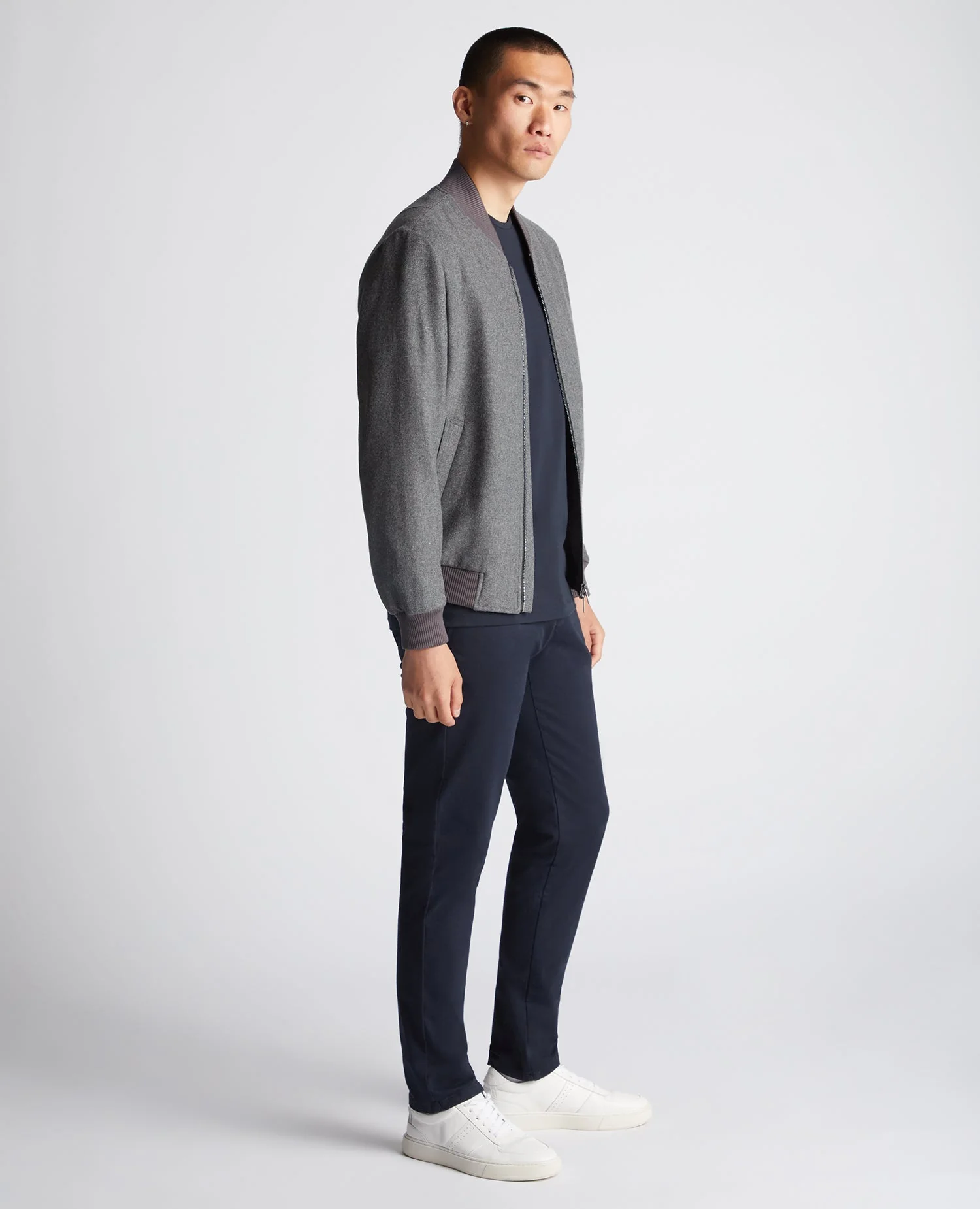 Tapered Fit Wool-Blend Bomber Jacket - Image 4