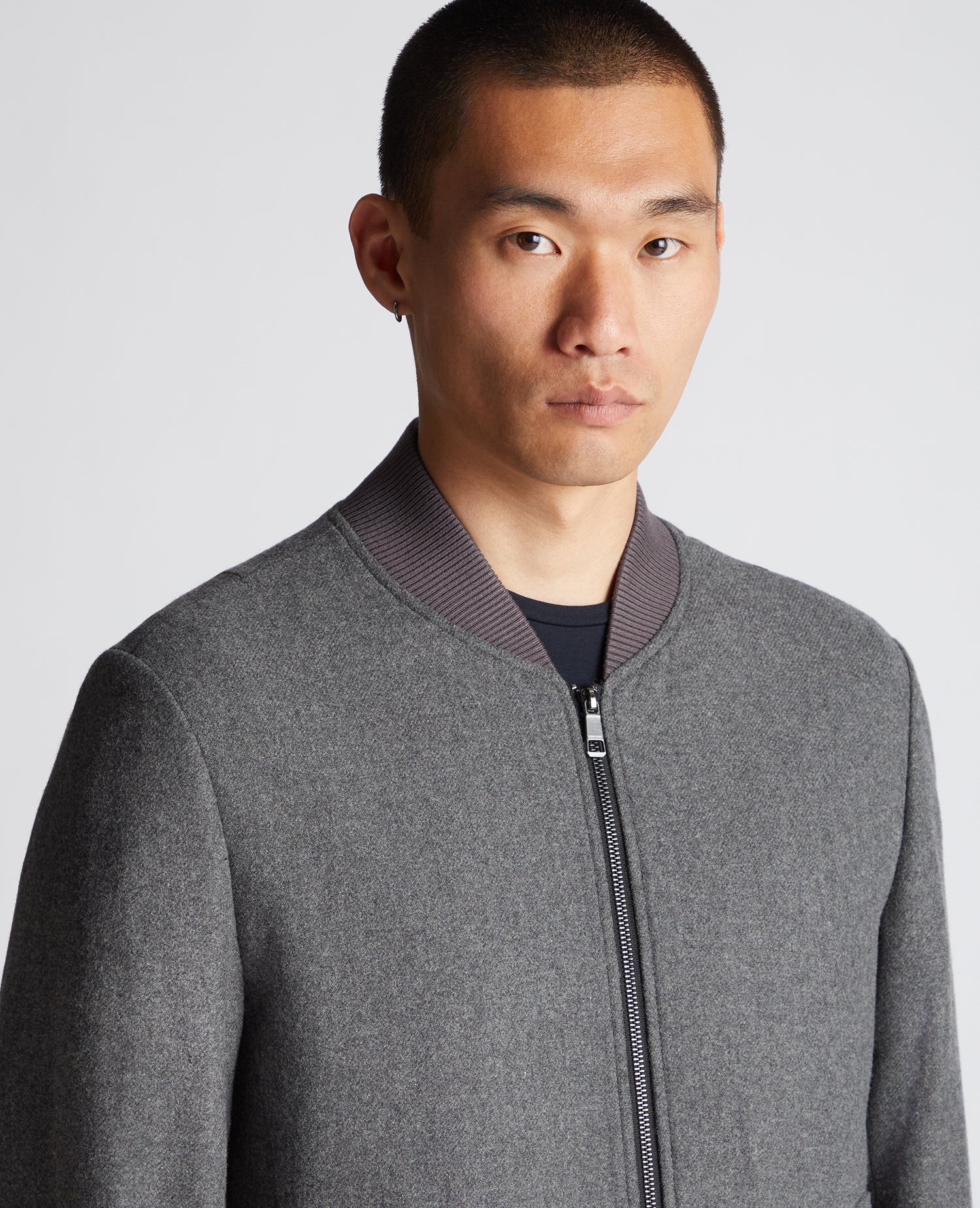 Tapered Fit Wool-Blend Bomber Jacket - Image 5