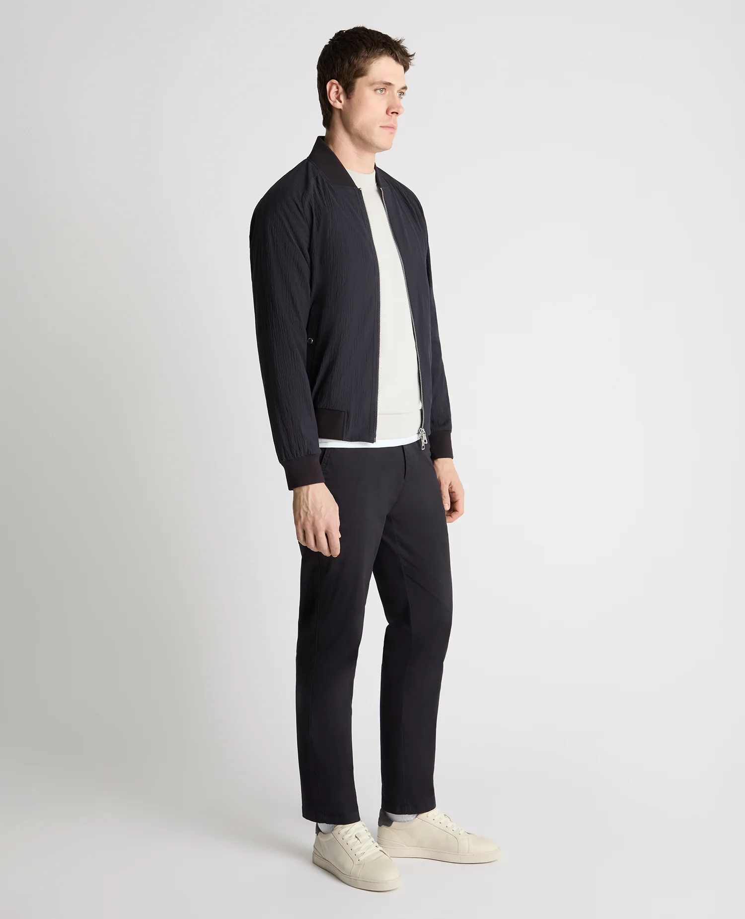 Regular Fit Seersucker Bomber Jacket - Image 4