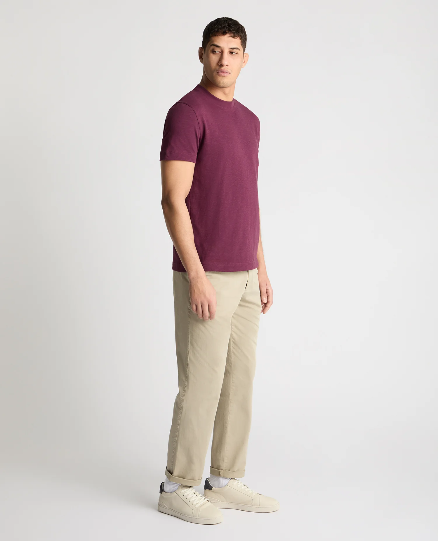 Crew Neck Slub Yarn Jersey T-Shirt - Image 4
