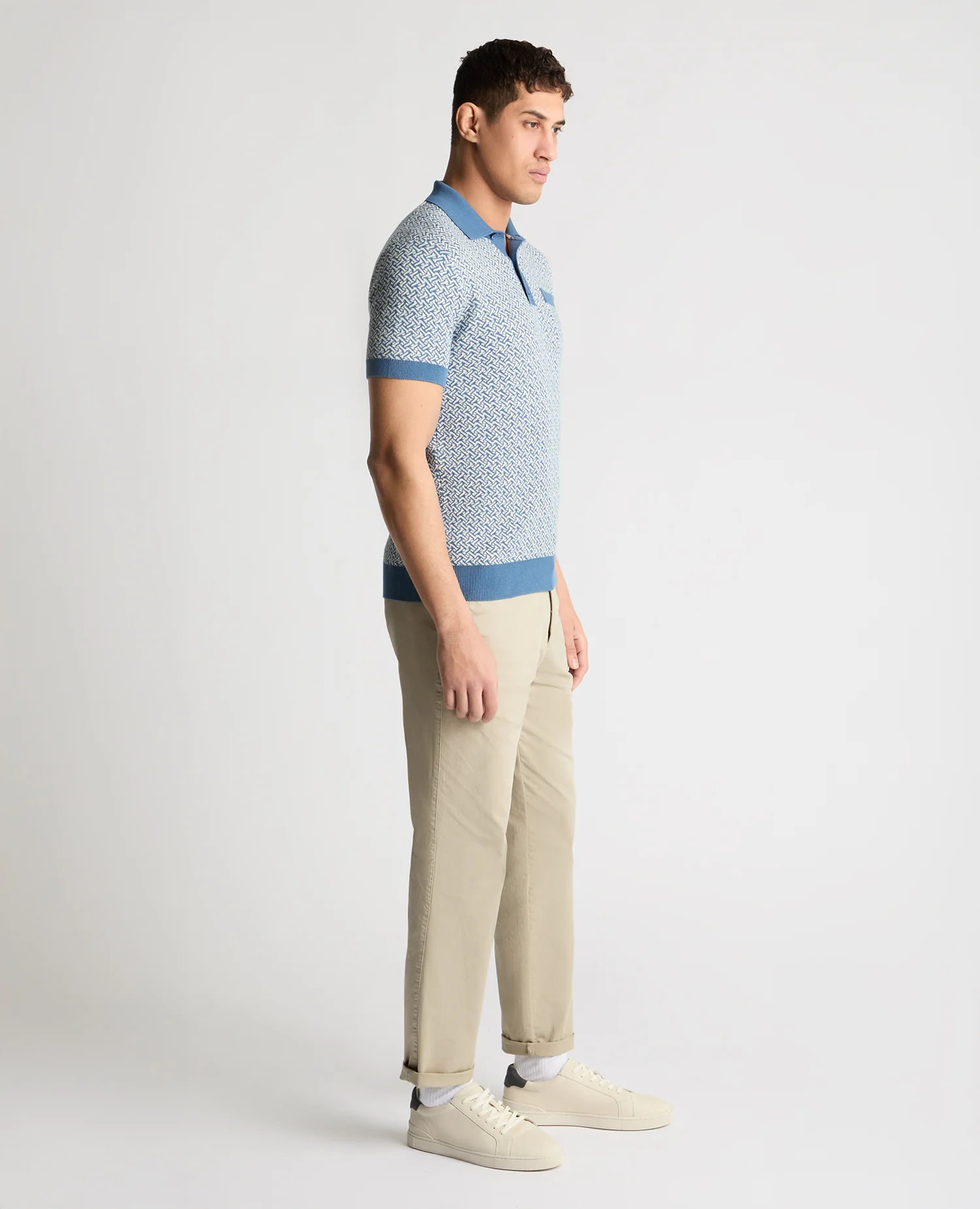 Geometric Print knit Polo - Image 4