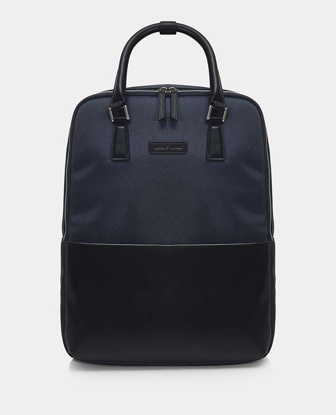 Leather-Trimmed Backpack