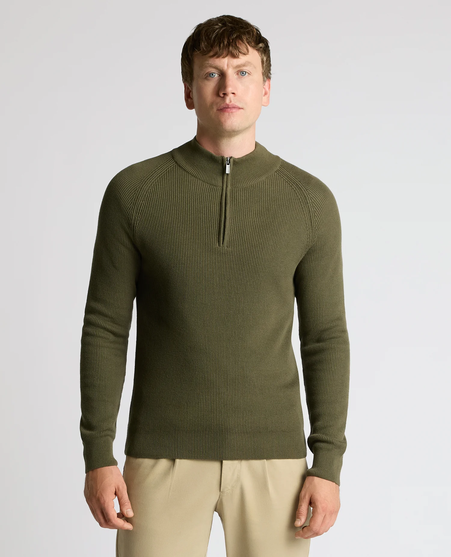 Cotton Half-Zip Knit Sweater