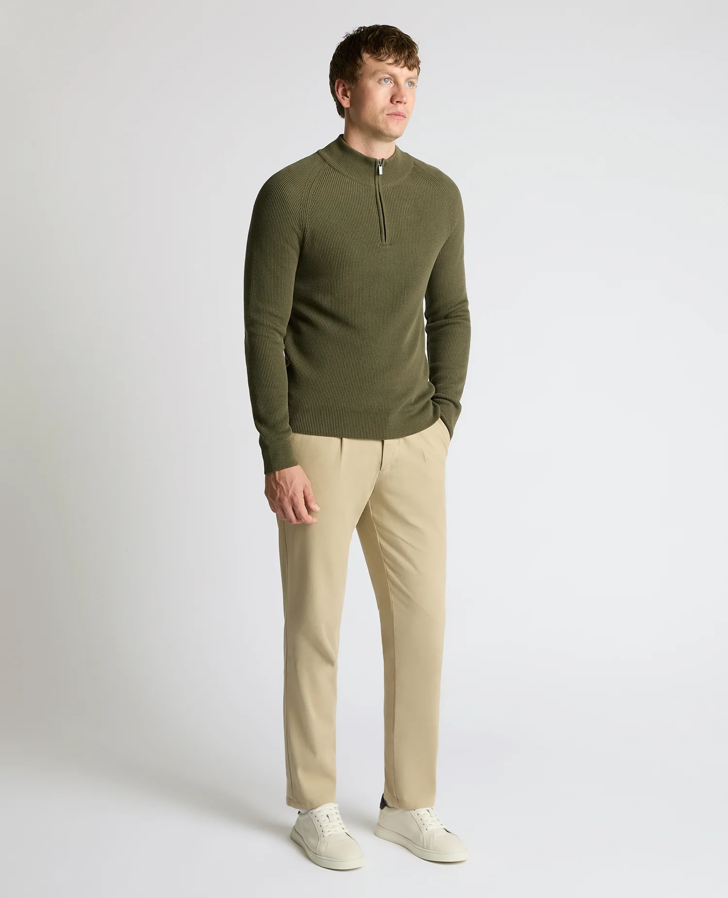 Cotton Half-Zip Knit Sweater - Image 4