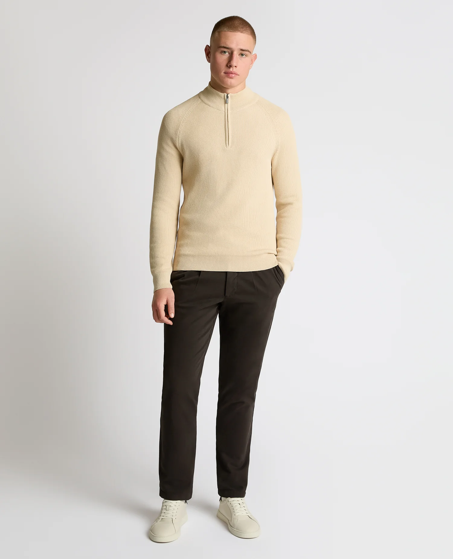 Cotton Half-Zip Knit Sweater - Image 2