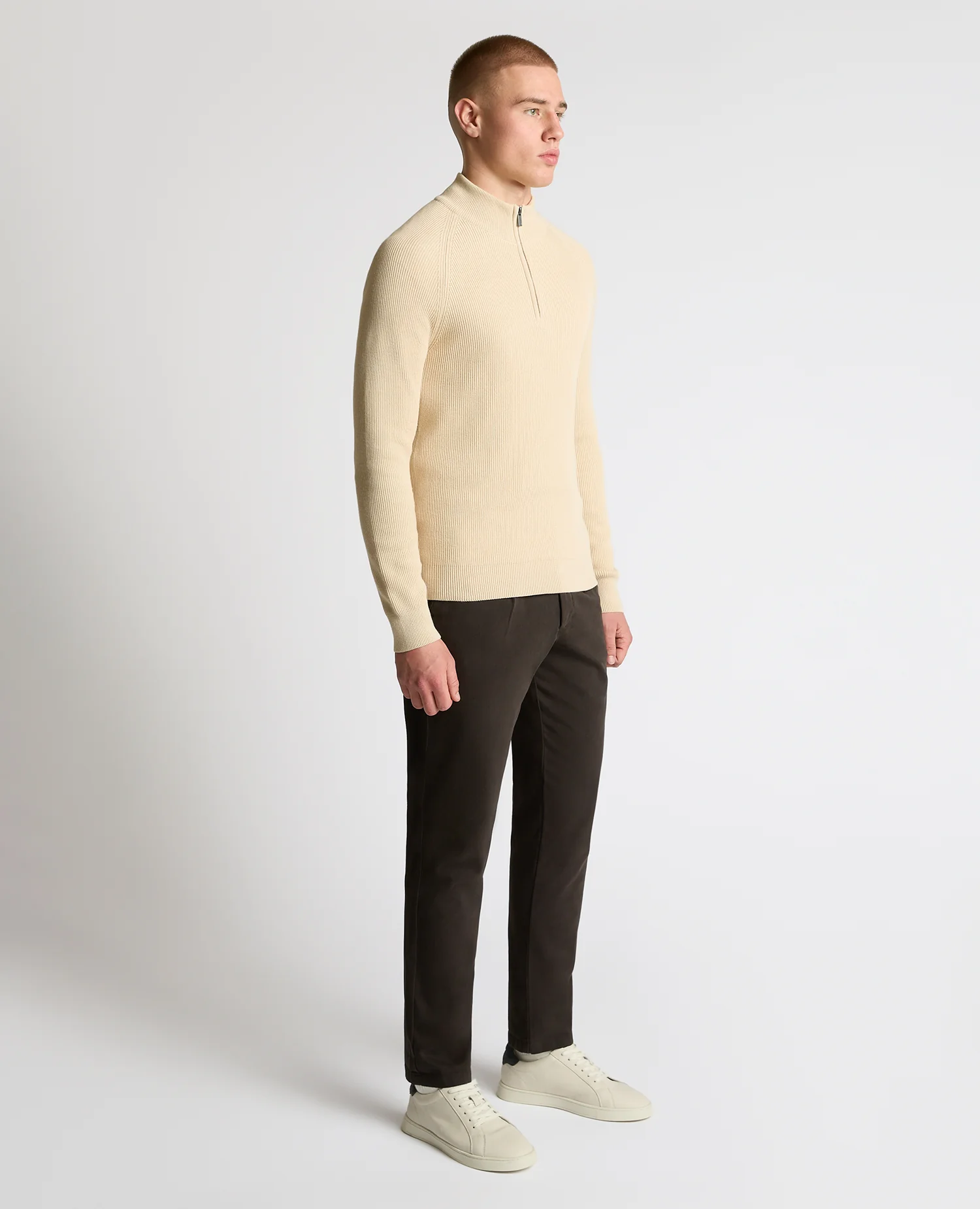 Cotton Half-Zip Knit Sweater - Image 4