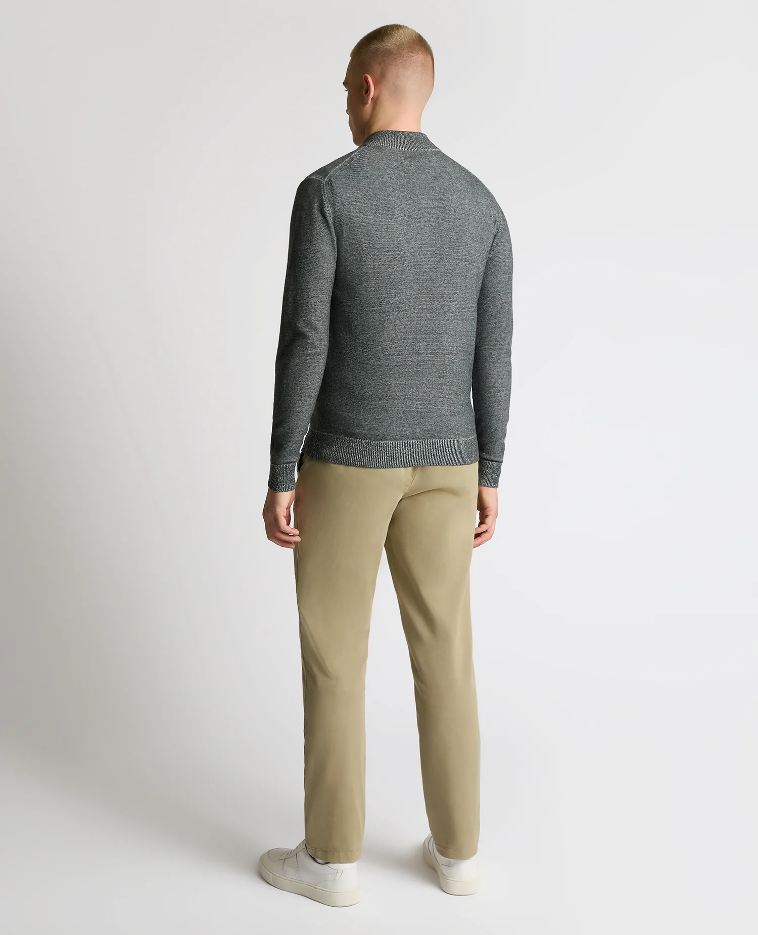 Two-Tone Half-Zip Knit Sweater - Image 3