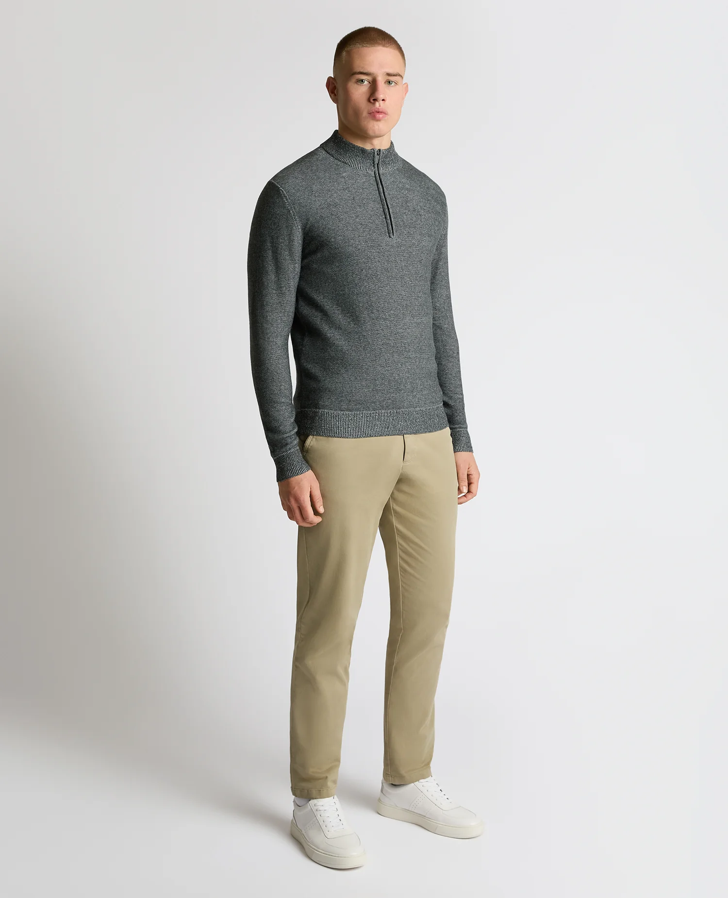 Two-Tone Half-Zip Knit Sweater - Image 4