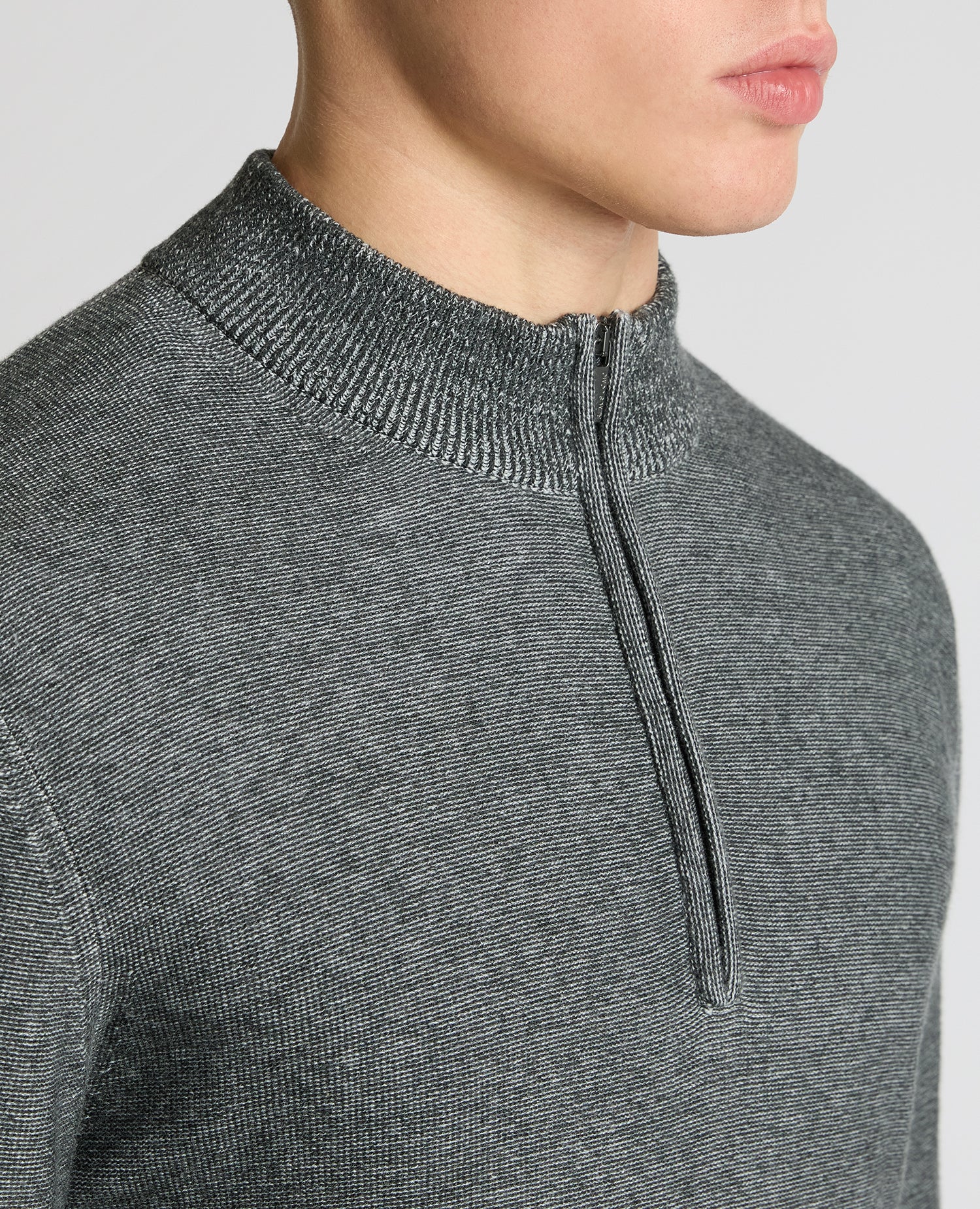 Two-Tone Half-Zip Knit Sweater - Image 5