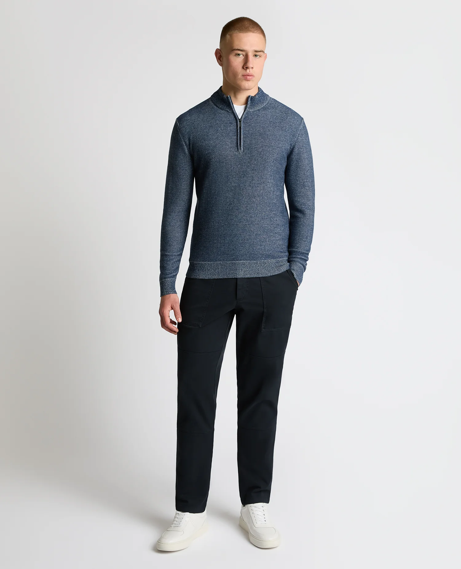Two-Tone Half-Zip Knit Sweater - Image 2