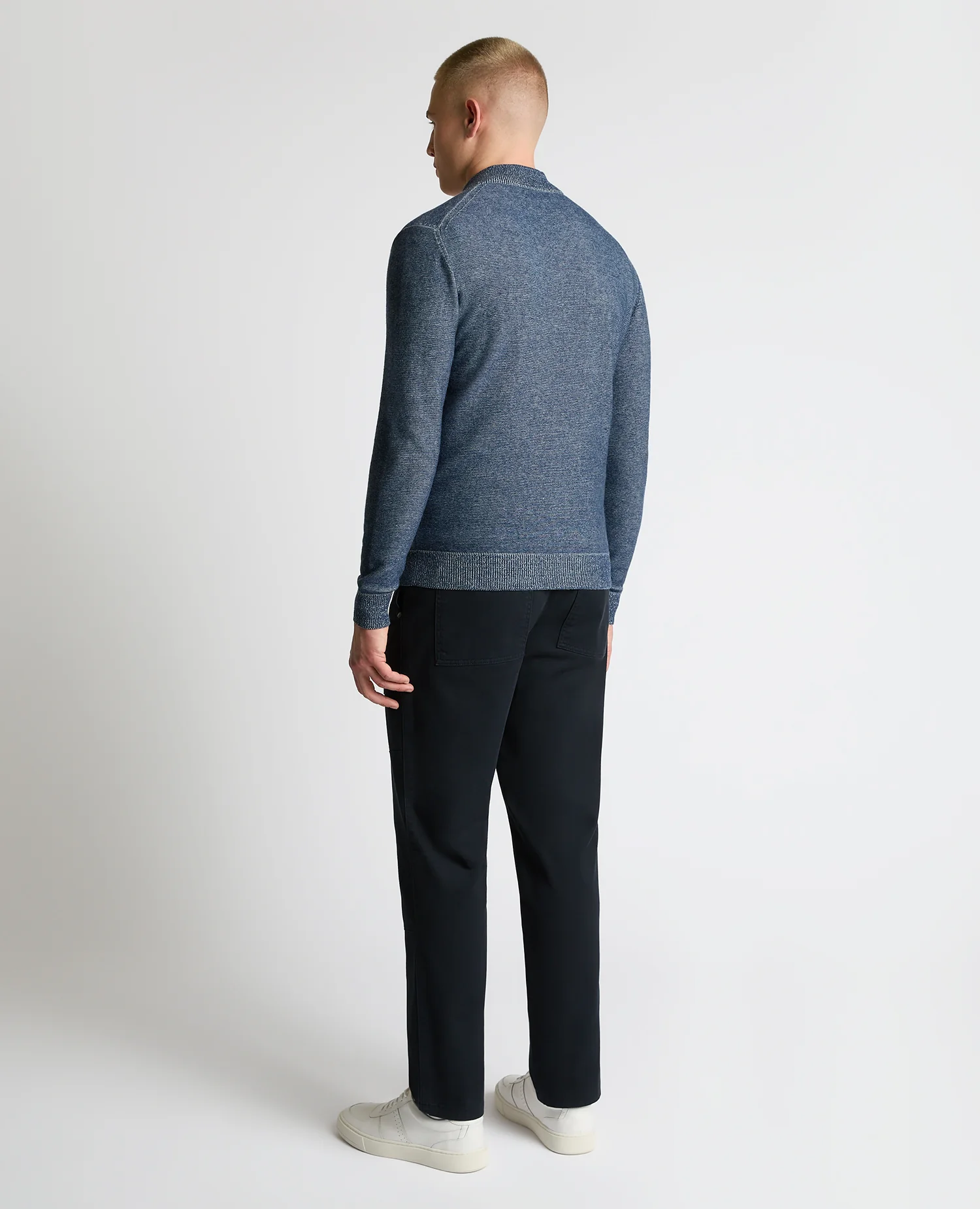 Two-Tone Half-Zip Knit Sweater - Image 3