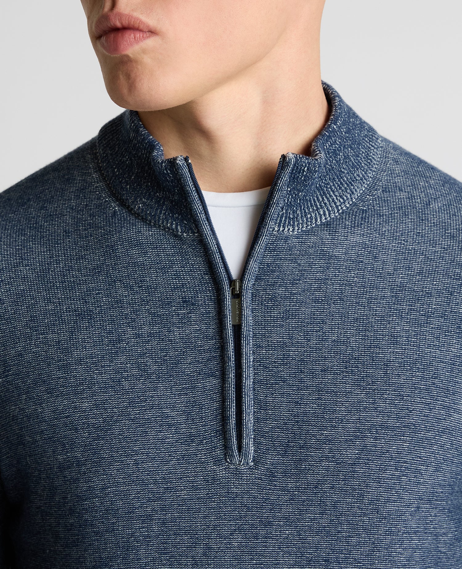 Two-Tone Half-Zip Knit Sweater - Image 5