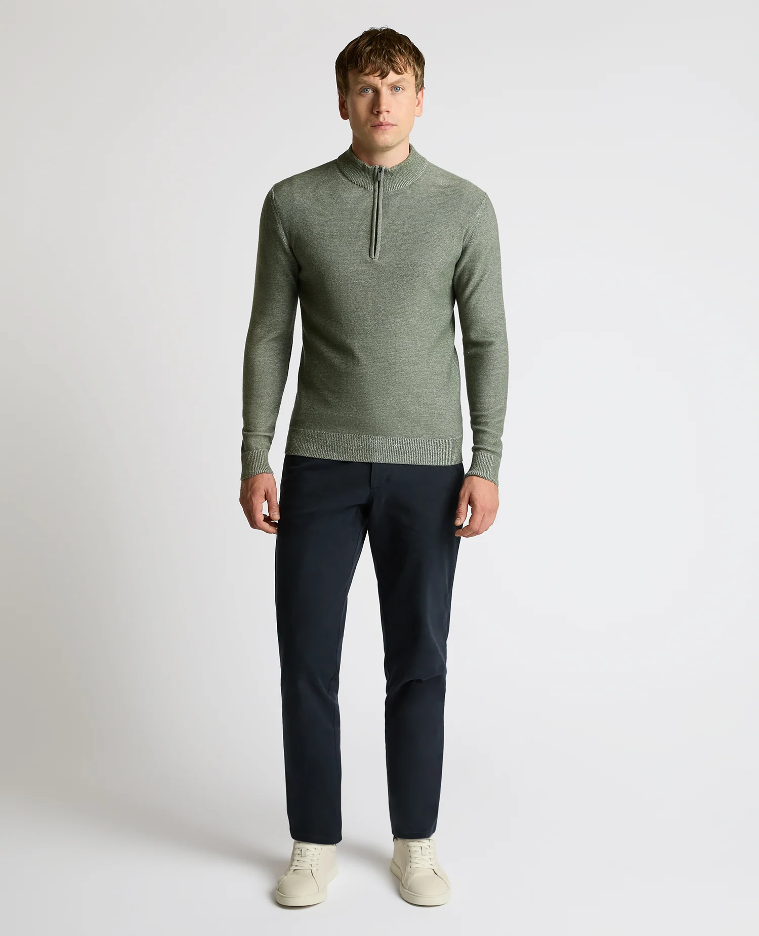 Two-Tone Half-Zip Knit Sweater - Image 2