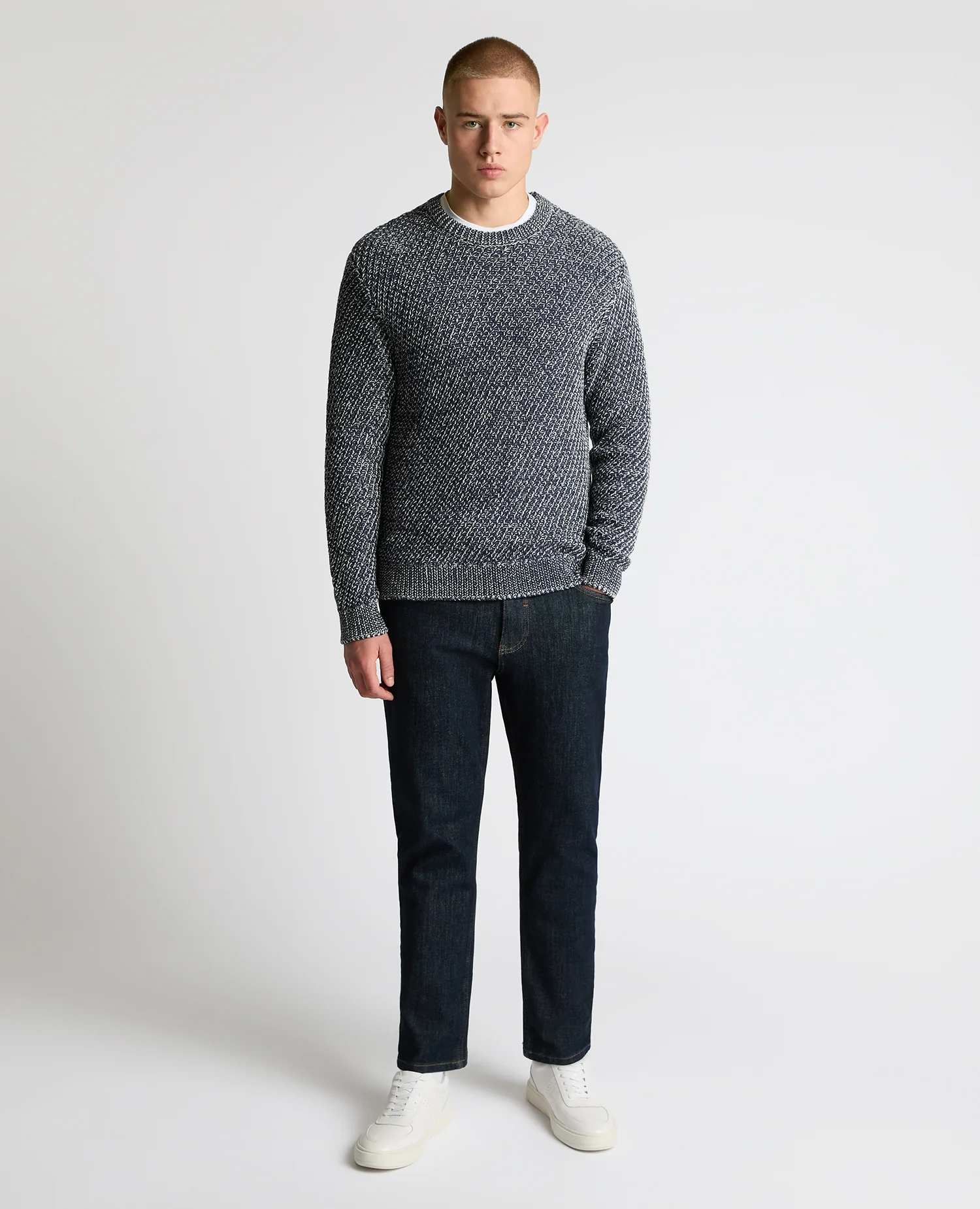 Two-Tone Cotton-Blend Knit Sweater - Image 2