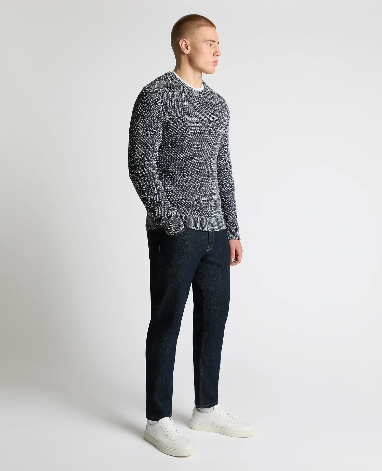 Two-Tone Cotton-Blend Knit Sweater - Image 4