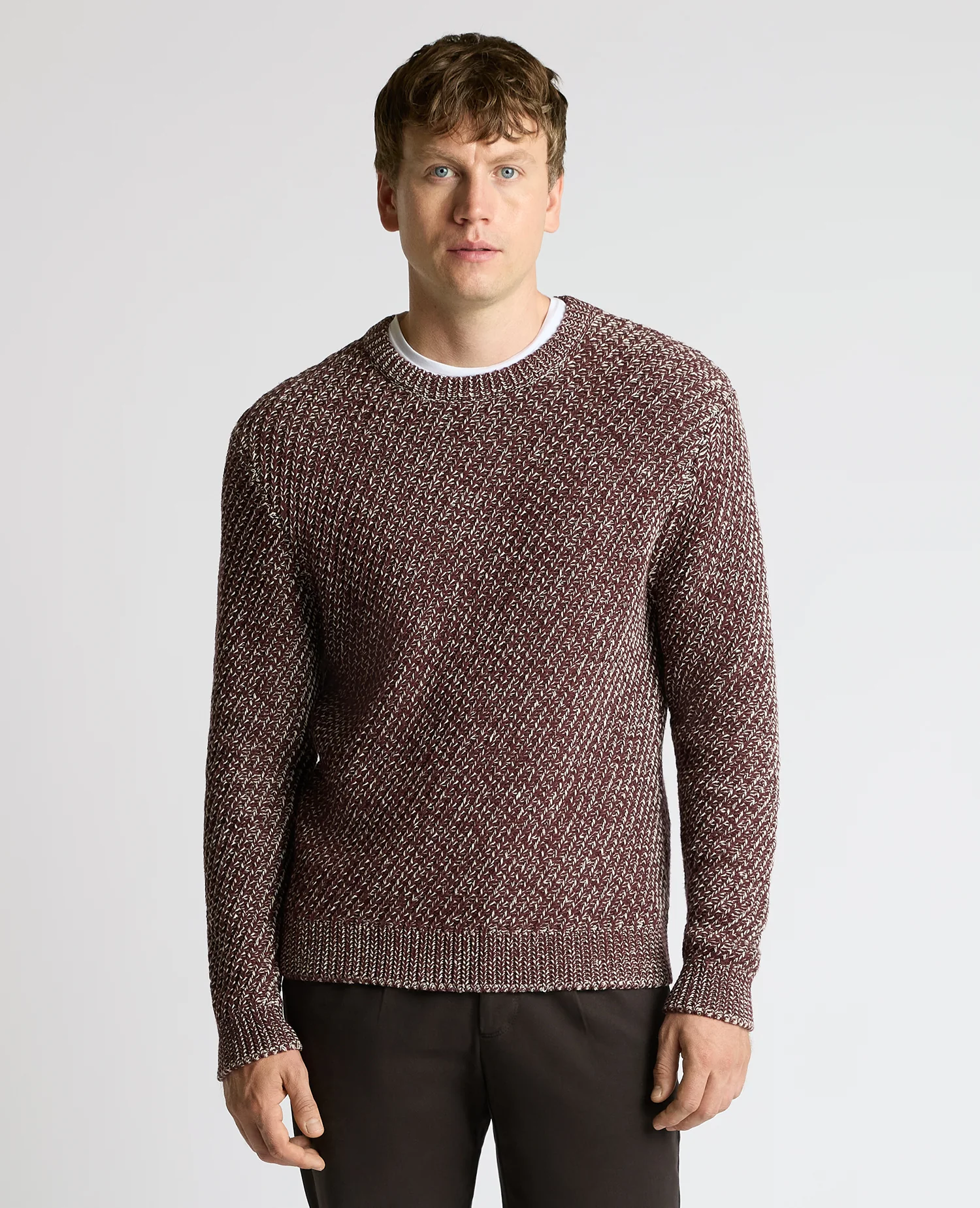 Two-Tone Cotton-Blend Knit Sweater