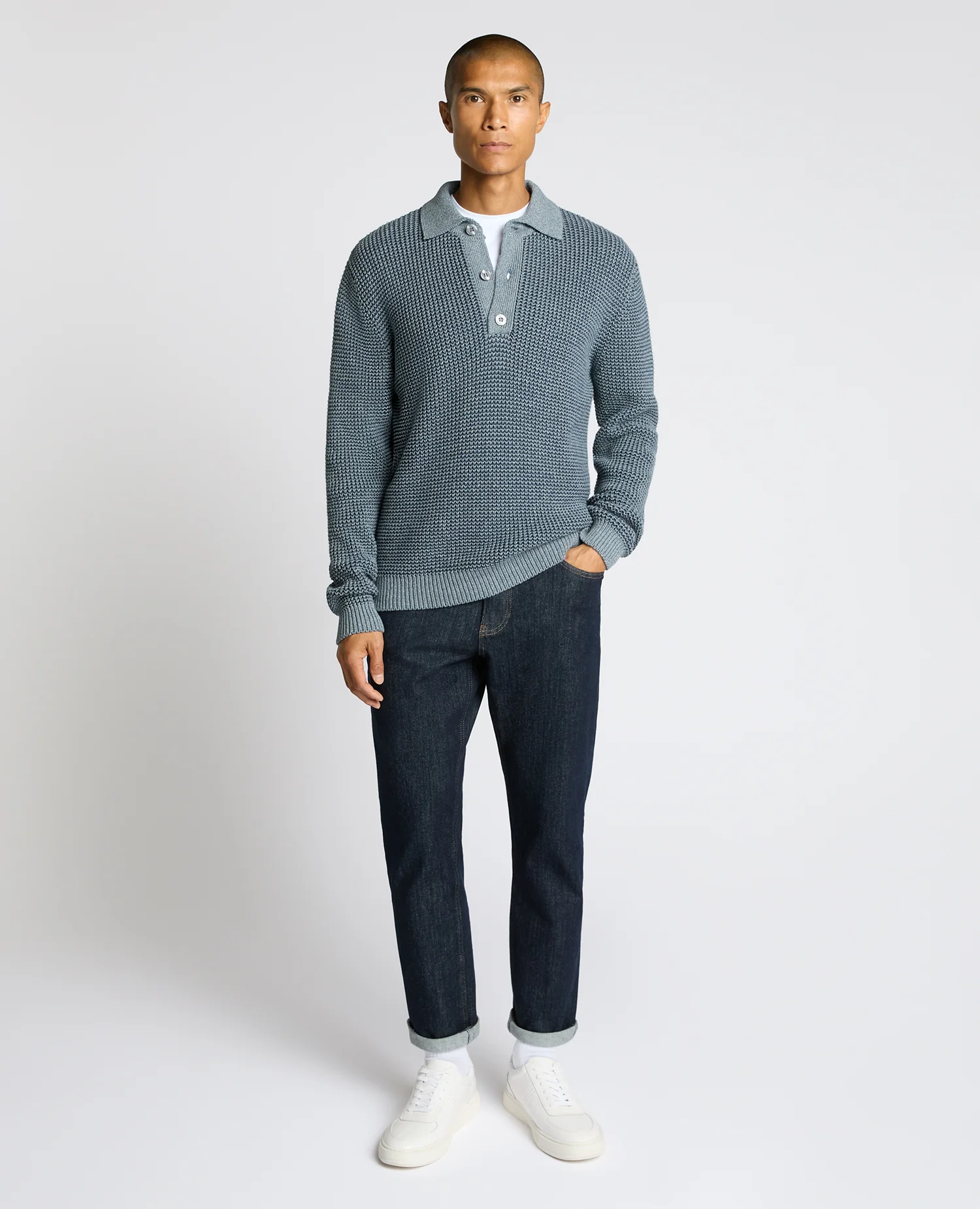 Cotton Knit Polo Sweater - Image 2