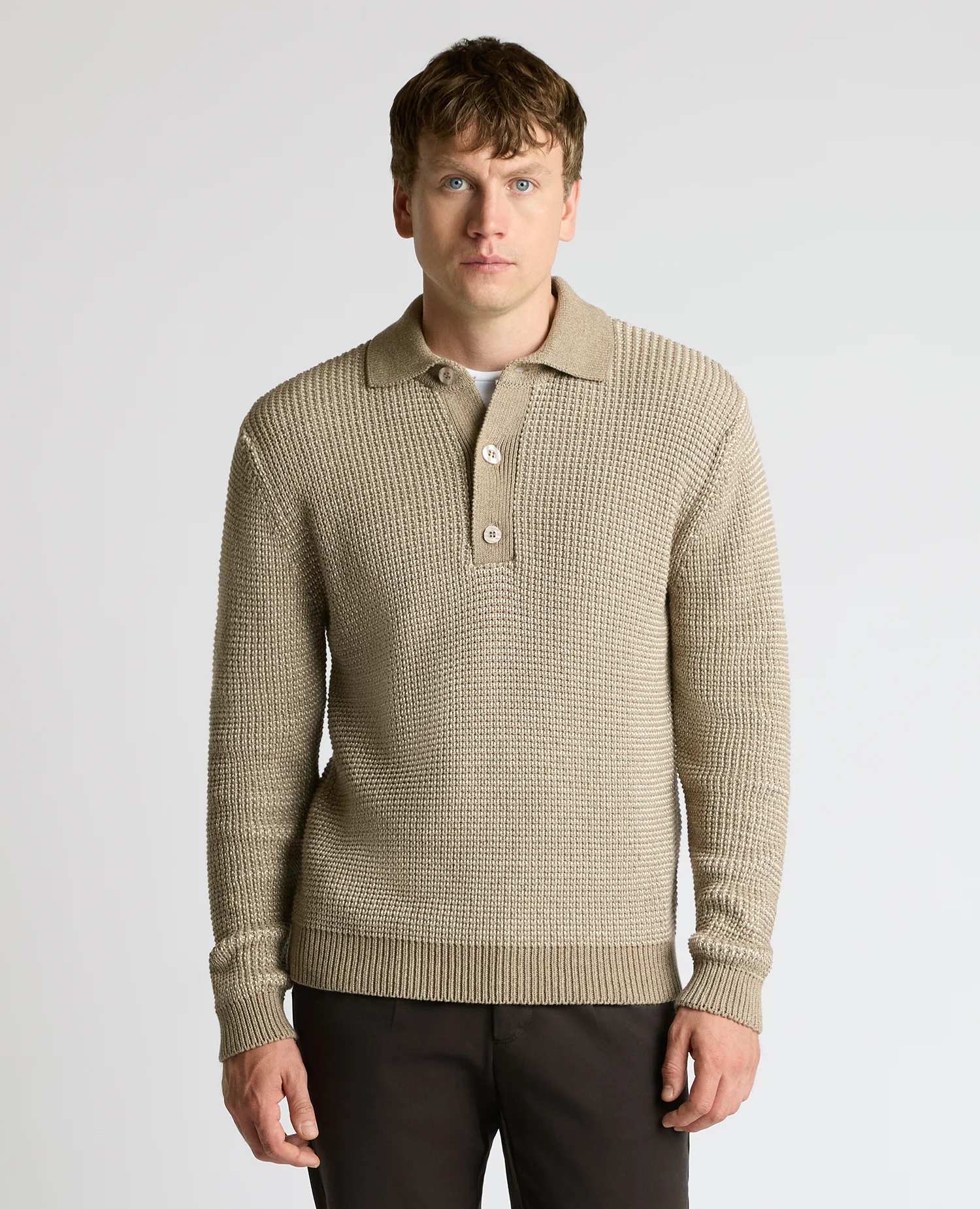 Cotton Knit Polo Sweater