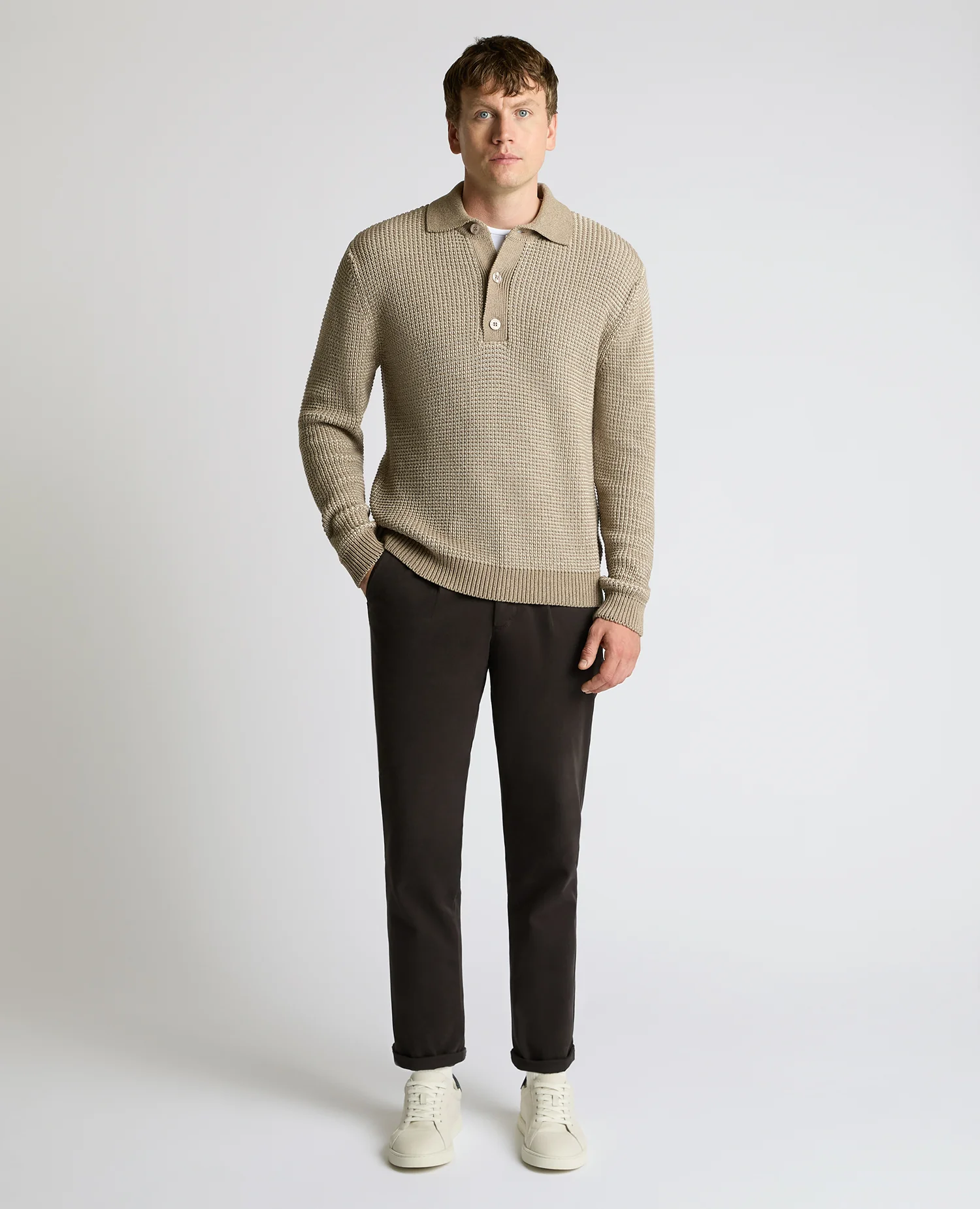 Cotton Knit Polo Sweater - Image 2