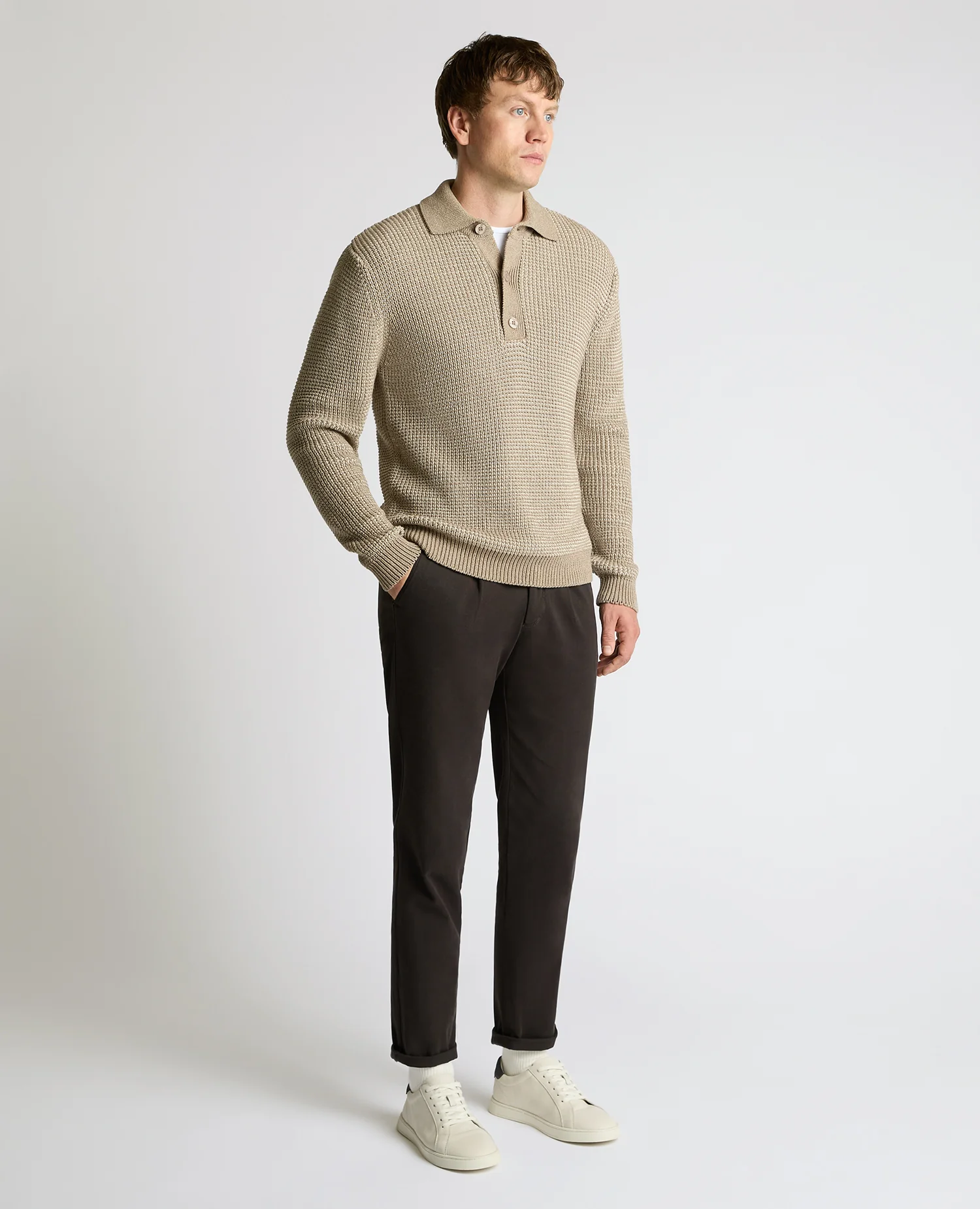 Cotton Knit Polo Sweater - Image 4
