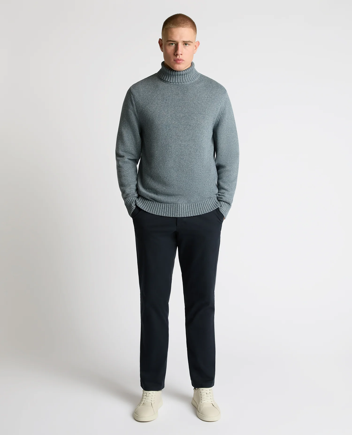 Roll Neck Cotton Knit Sweater - Image 2