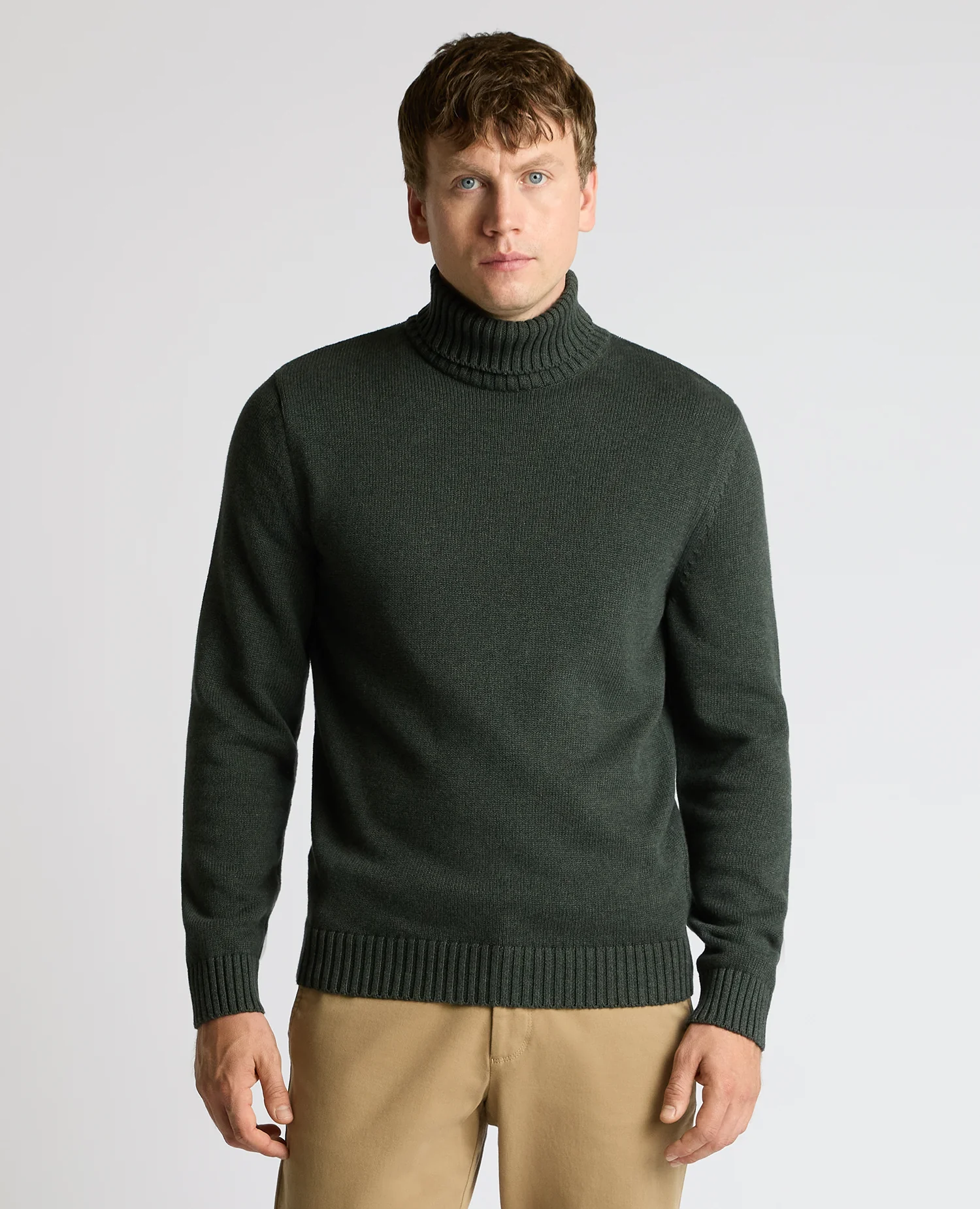 Roll Neck Cotton Knit Sweater