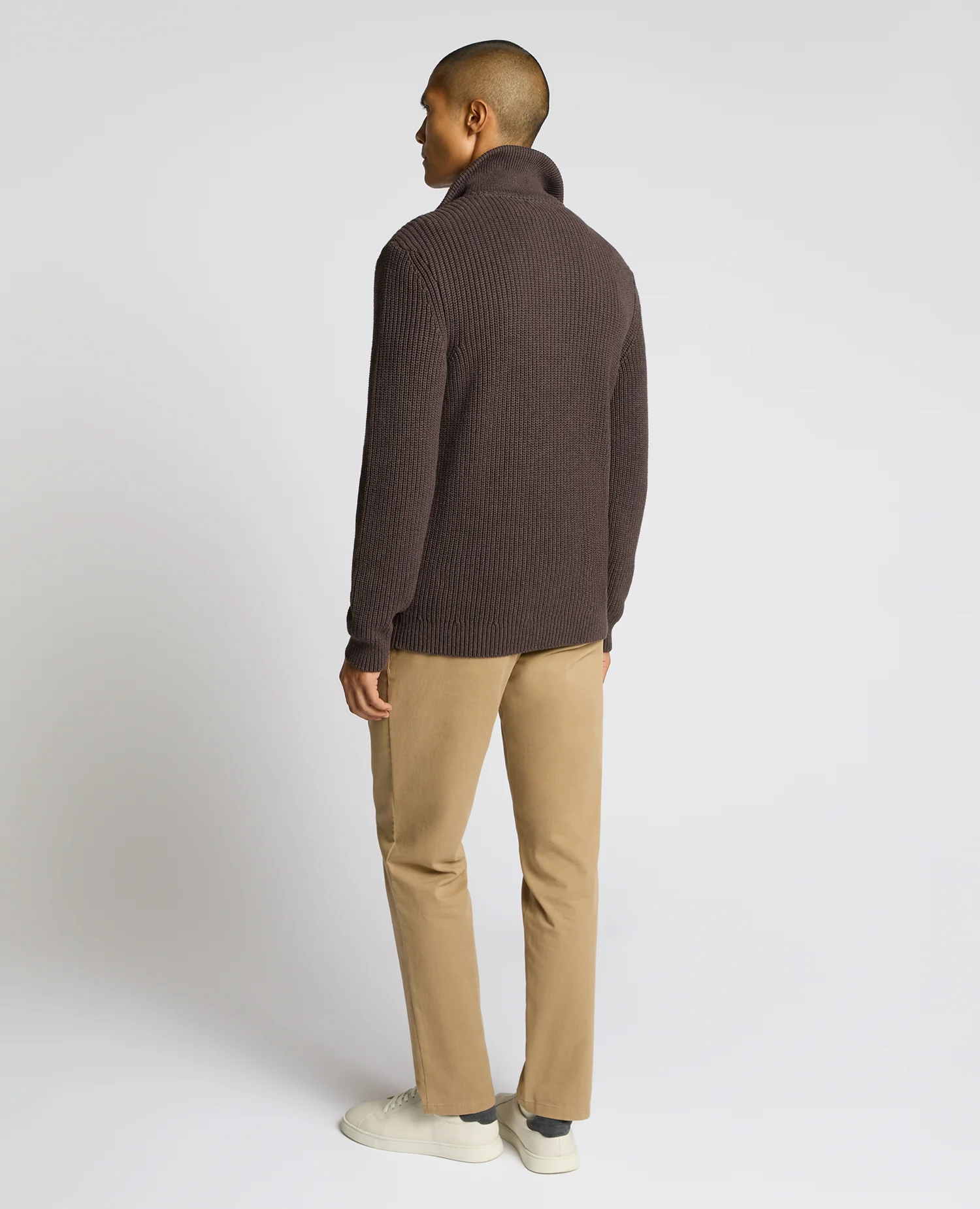 Cotton Funnel Neck Knit Sweater - Image 3
