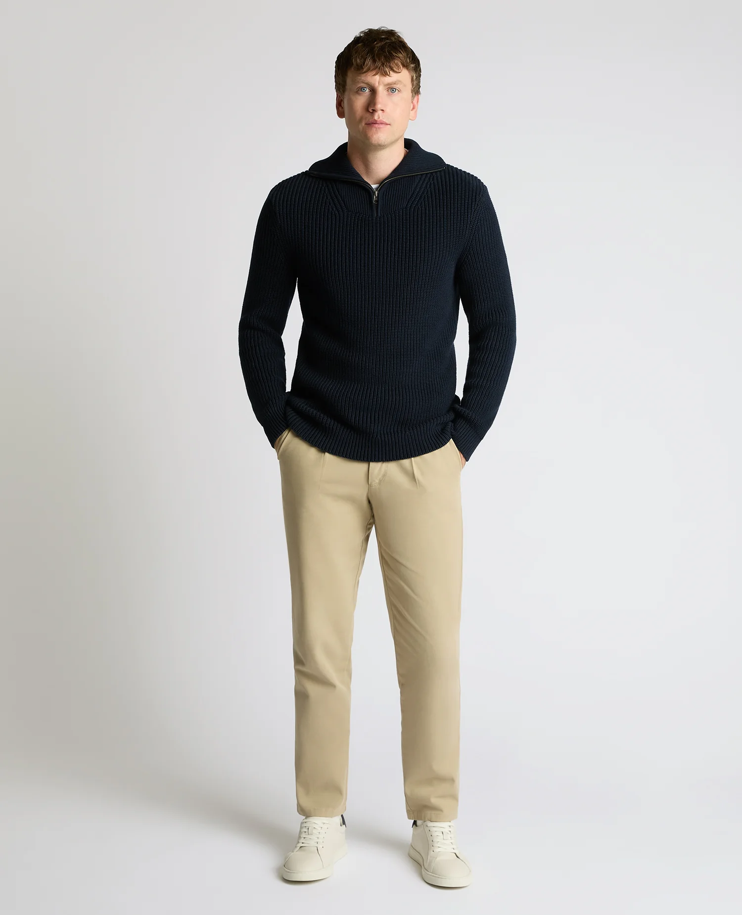 Cotton Funnel Neck Knit Sweater - Image 2