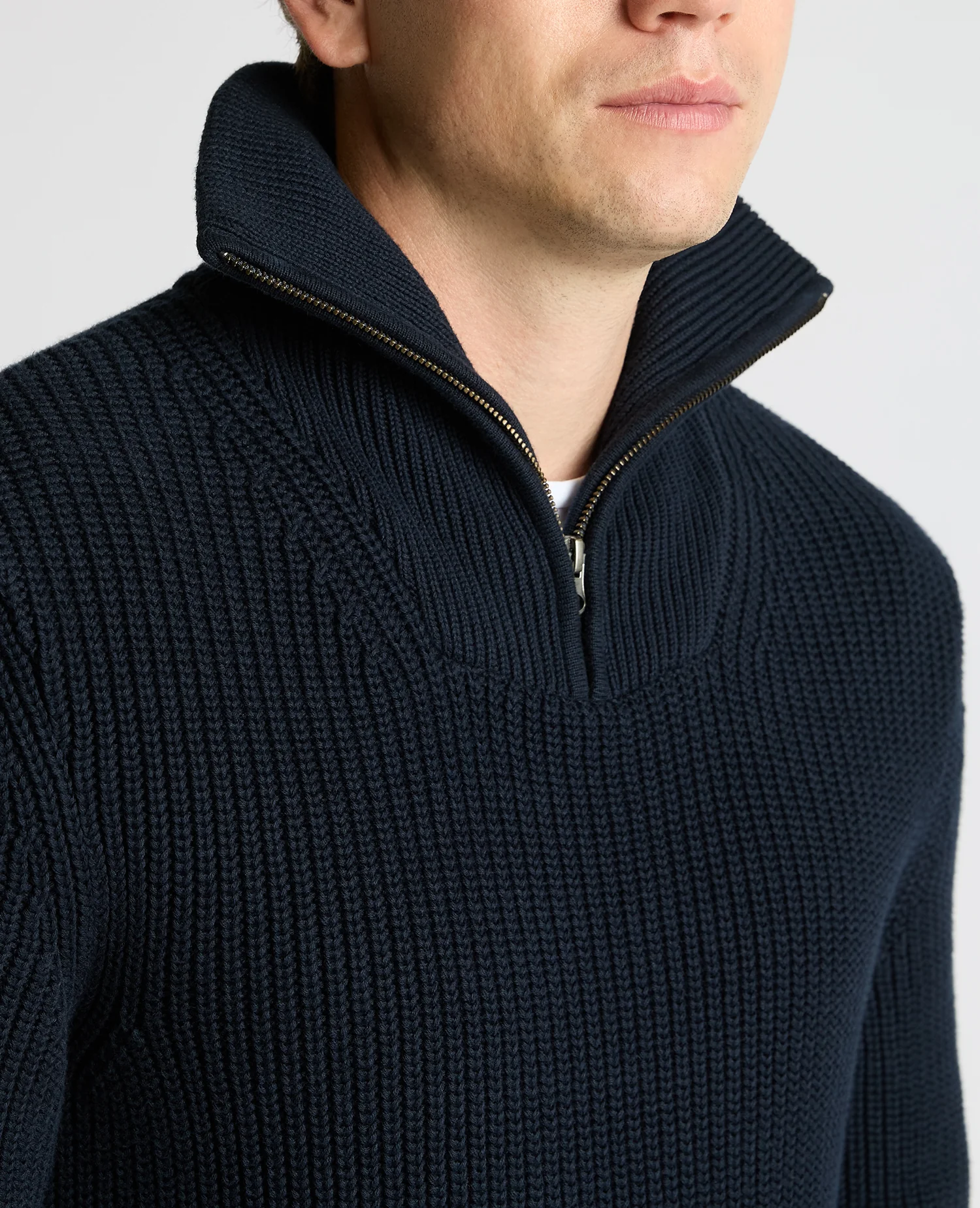 Cotton Funnel Neck Knit Sweater - Image 5