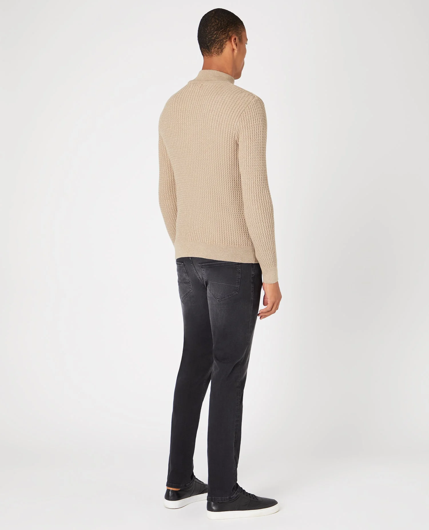 Tapered Fit Cotton Half Zip Sweater - Image 3