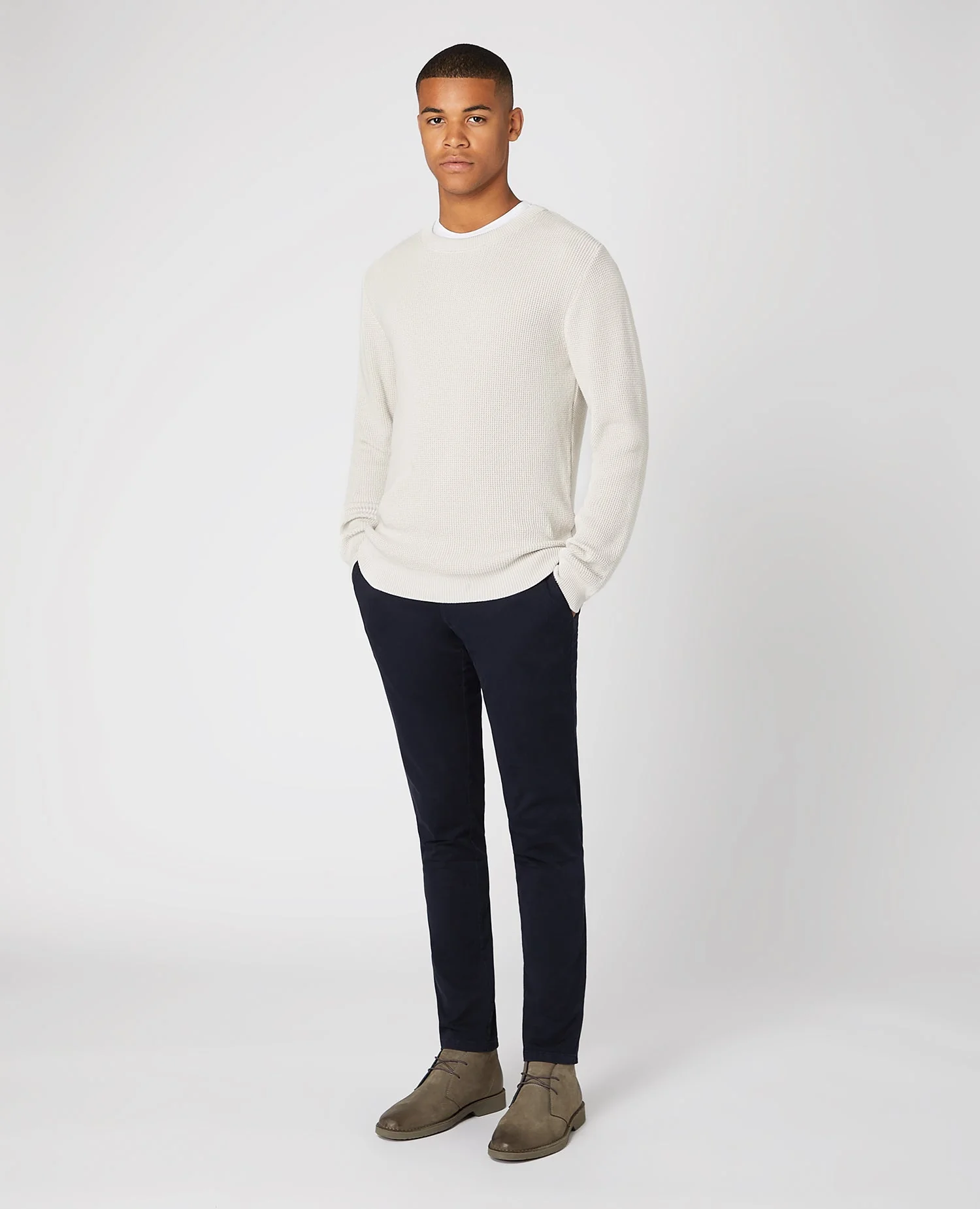 Tapered Fit Cotton-Rich Crew Neck Sweater - Image 2