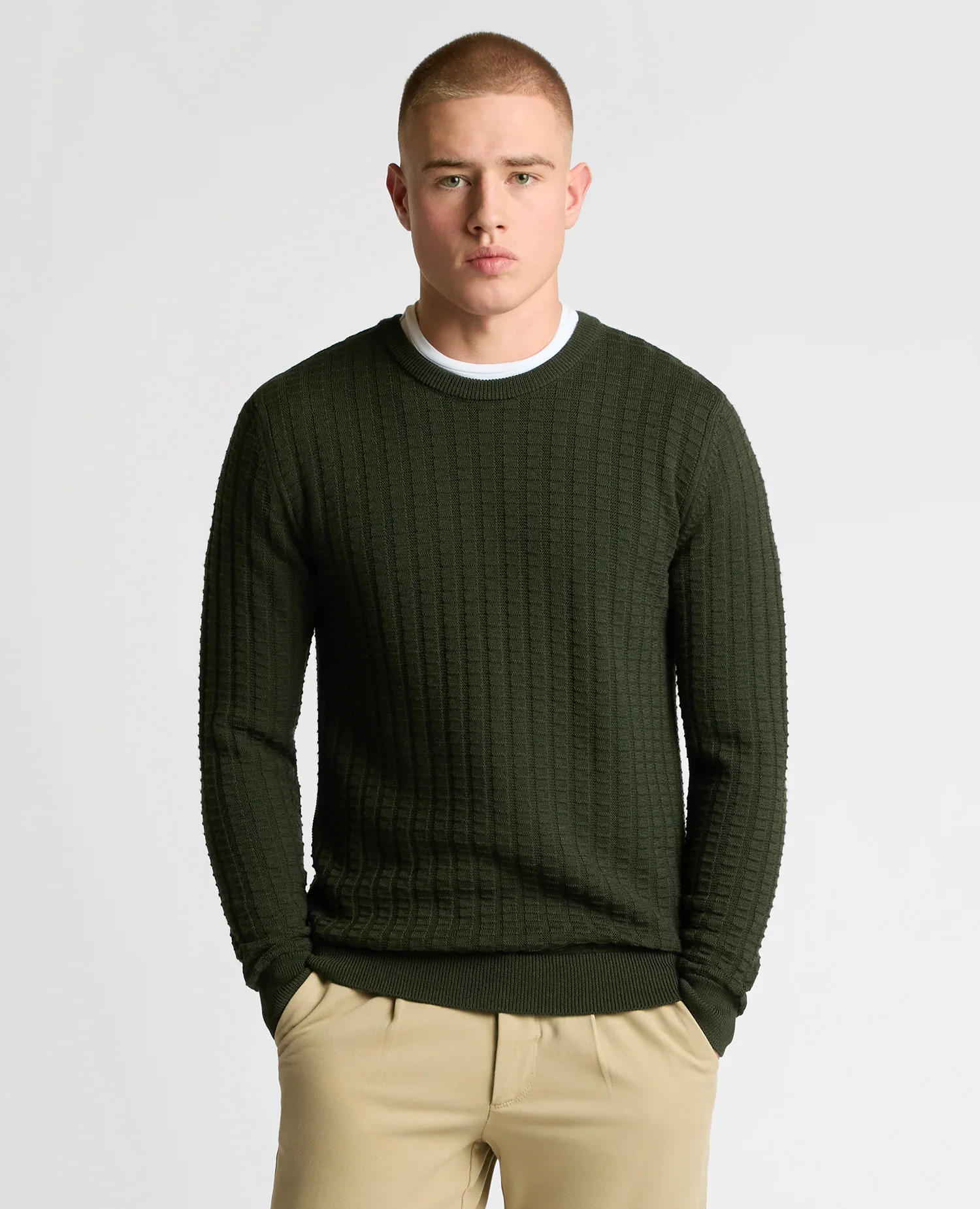 Grid Knit Wool-Blend Sweater