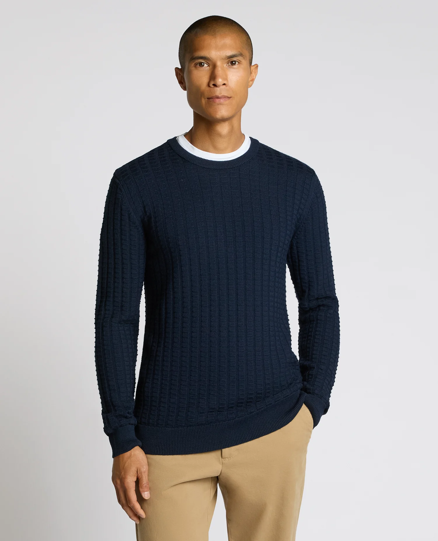Grid Knit Wool-Blend Sweater