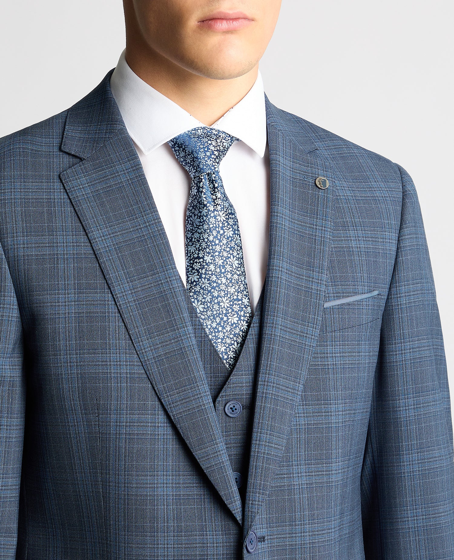 Tapered Fit Checked Wool Blend Mix and Match Suit - Image 4