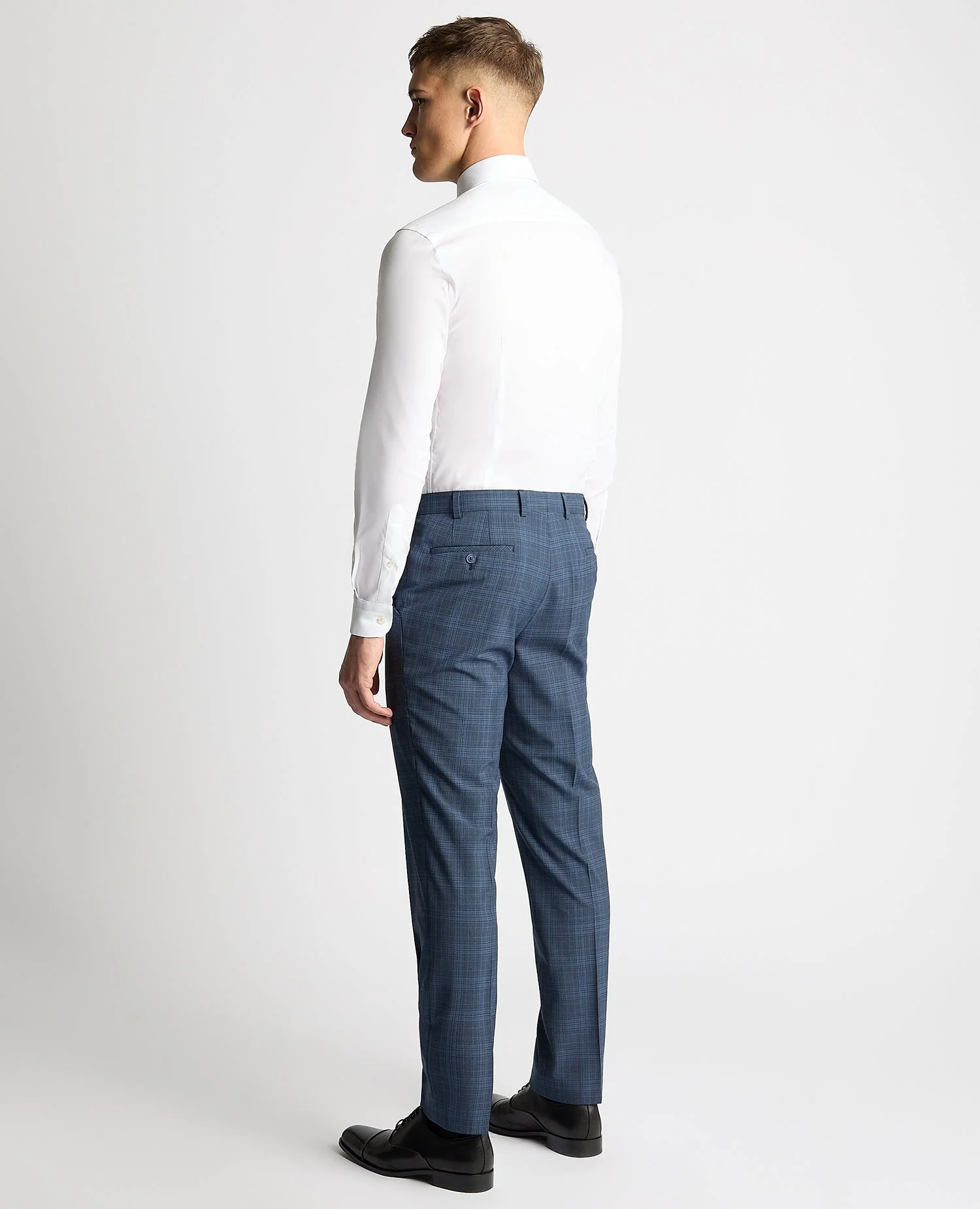 Tapered Fit Checked Wool Blend Mix and Match Suit Trouser - Image 3