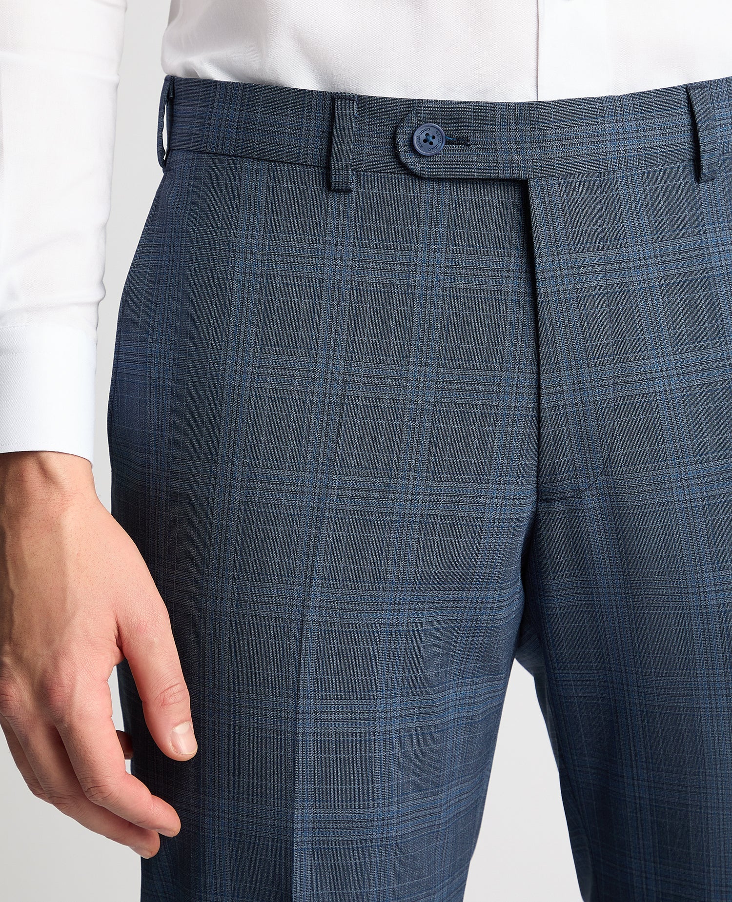 Tapered Fit Checked Wool Blend Mix and Match Suit Trouser - Image 4