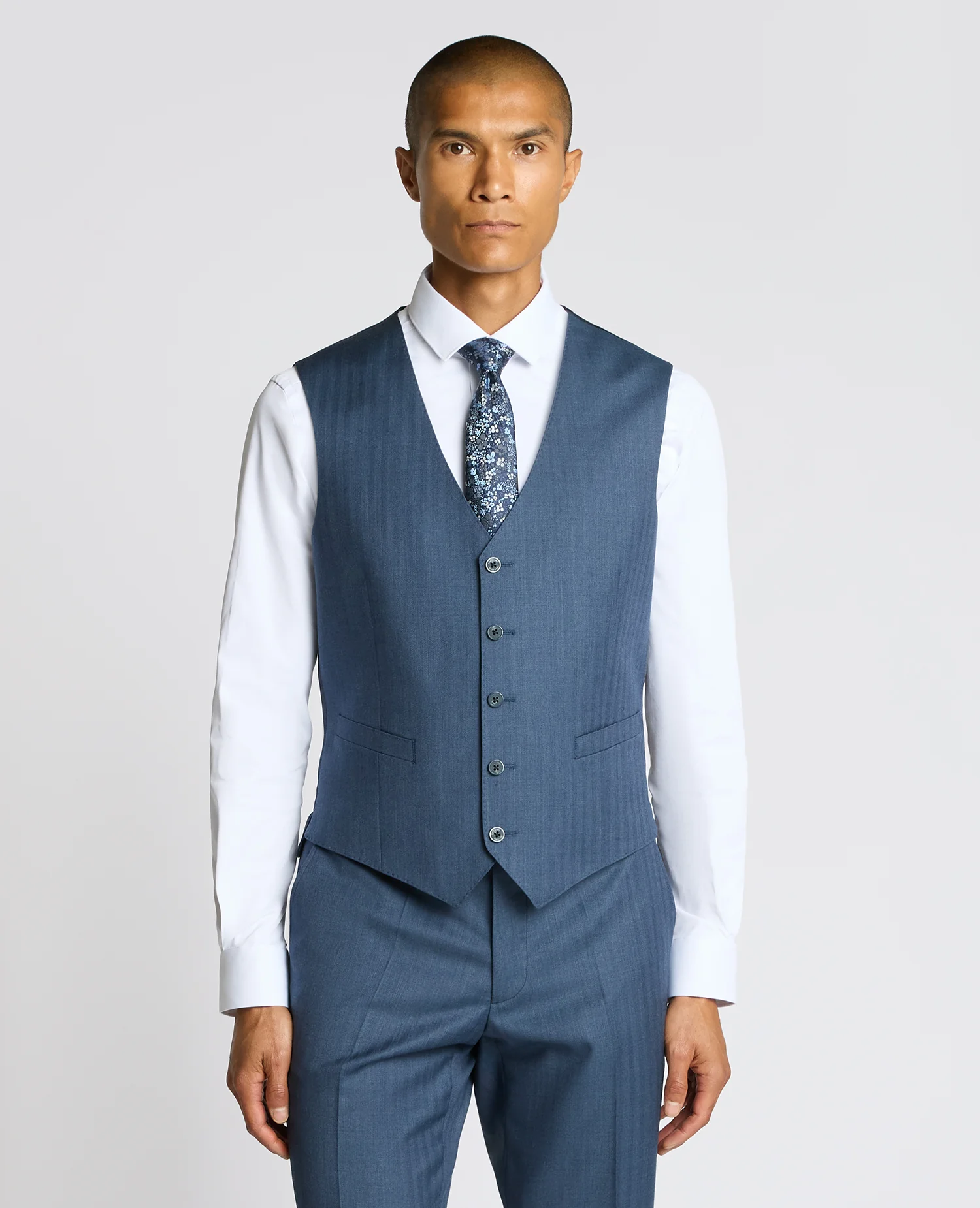 Tapered fit wool blend mix and match suit waistcoat