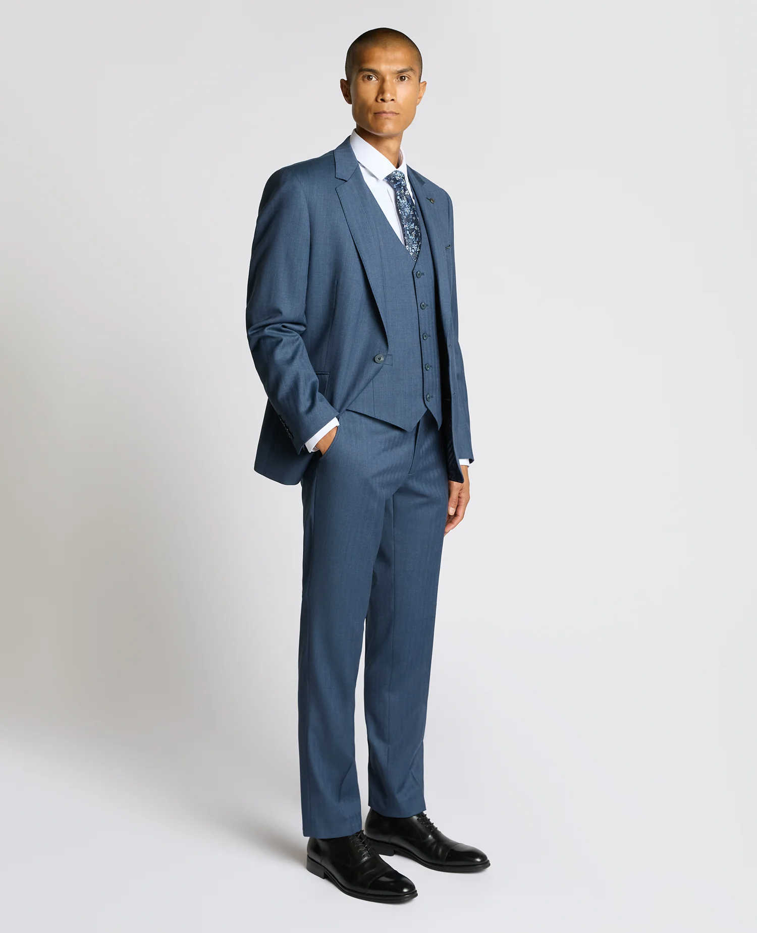 Tapered fit wool blend mix and match suit waistcoat - Image 2