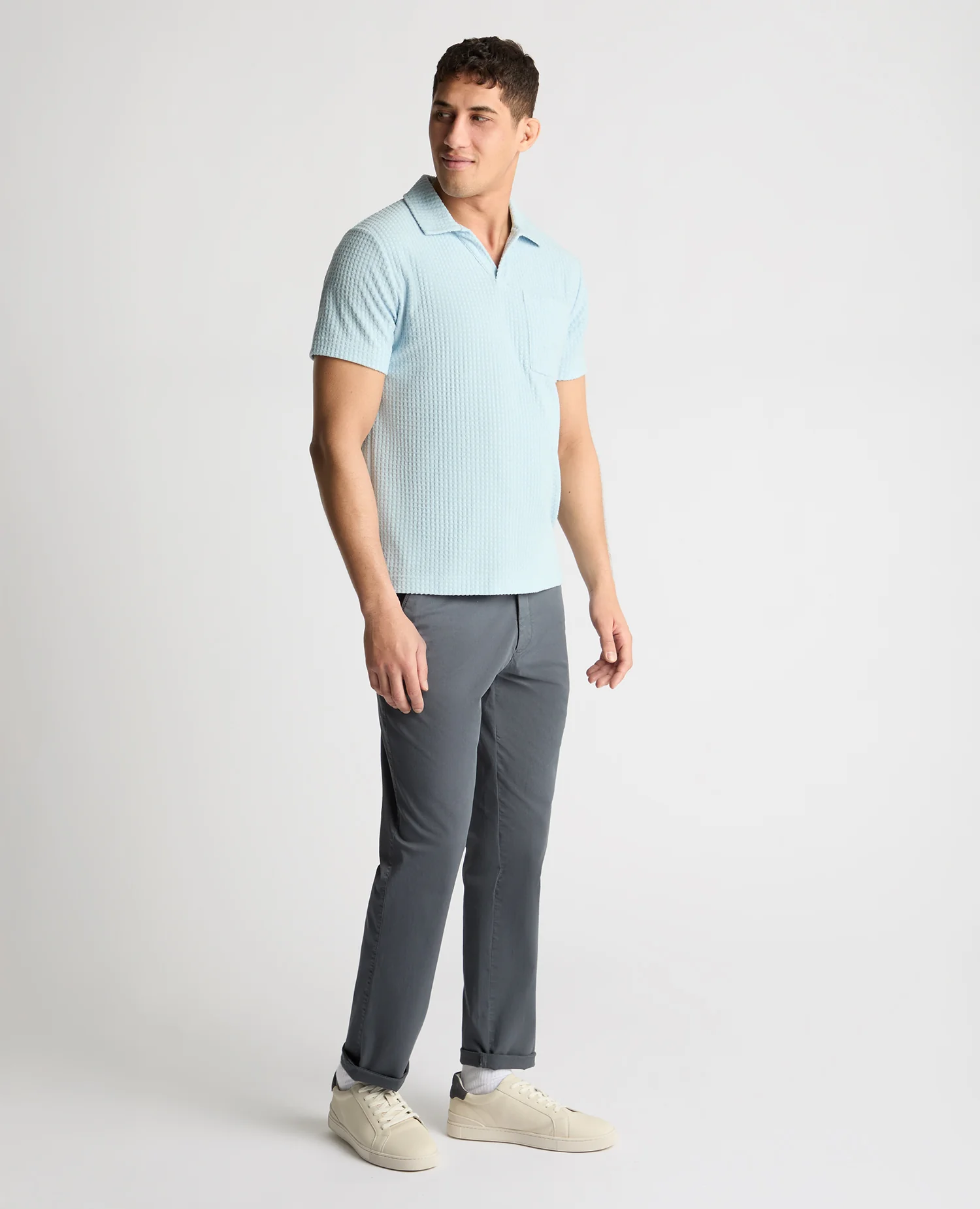 Open Collar Terry Polo Shirt - Image 4