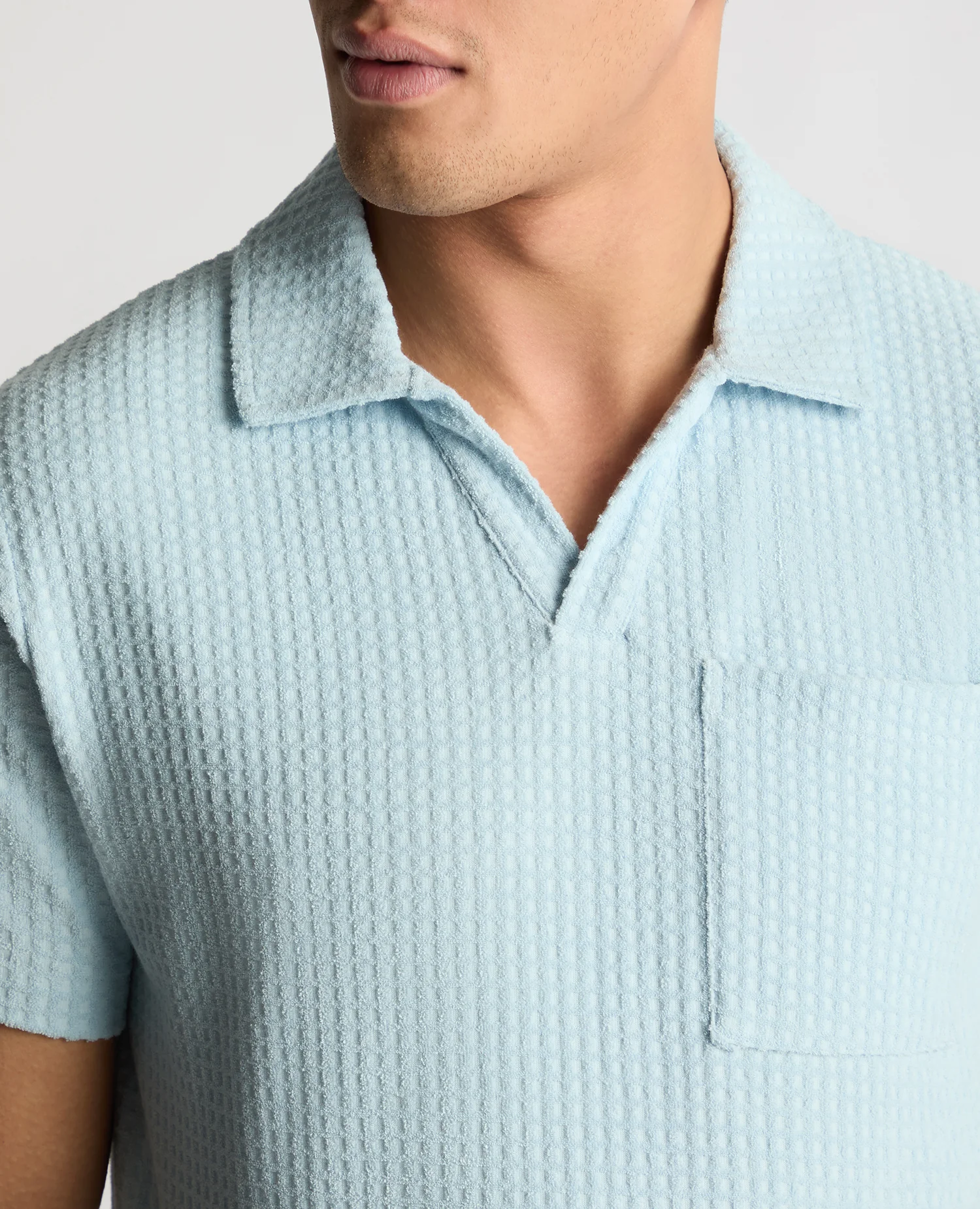 Open Collar Terry Polo Shirt - Image 5